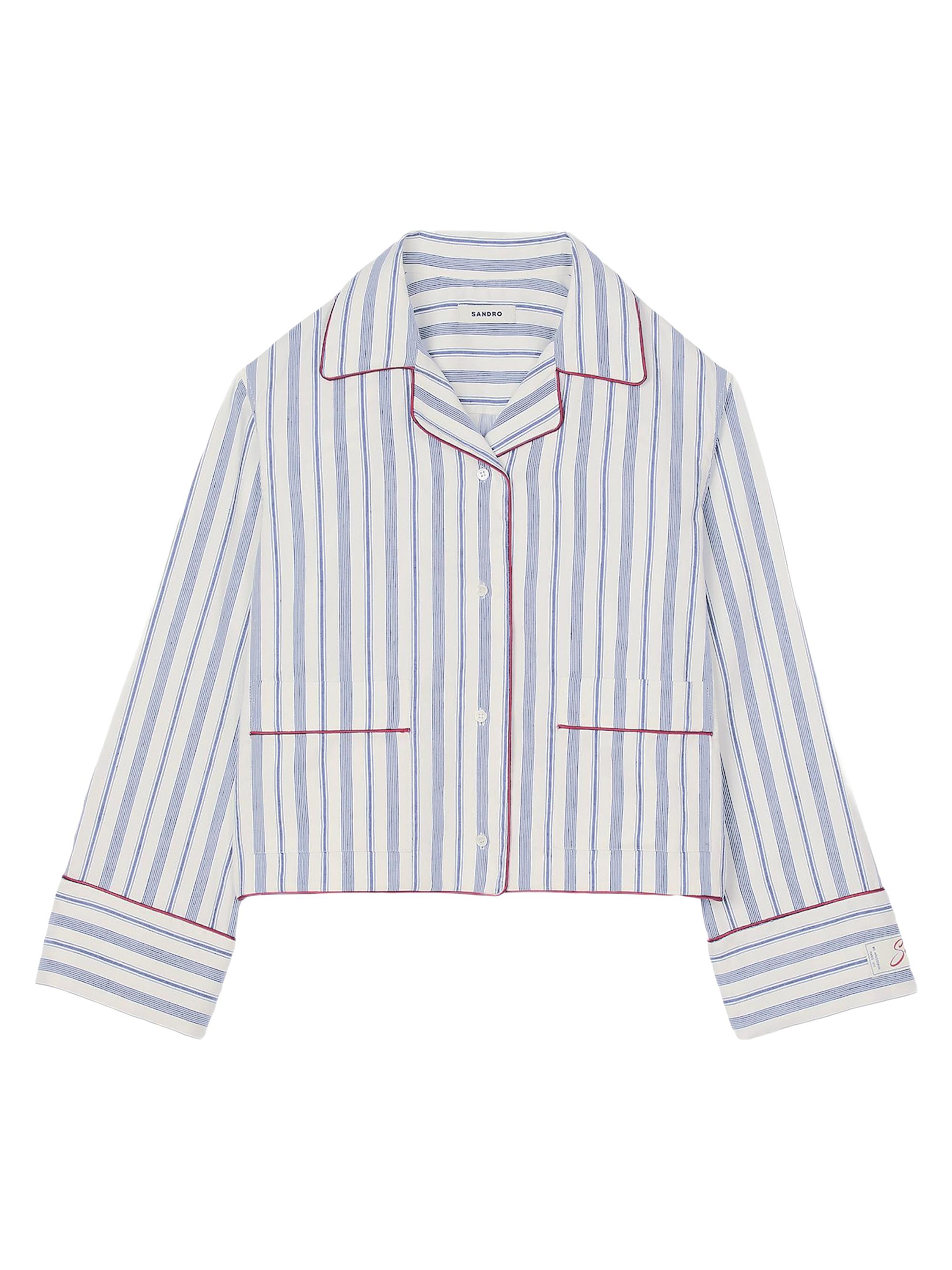 Sandro Women's Striped Shirt - Blue Ecru