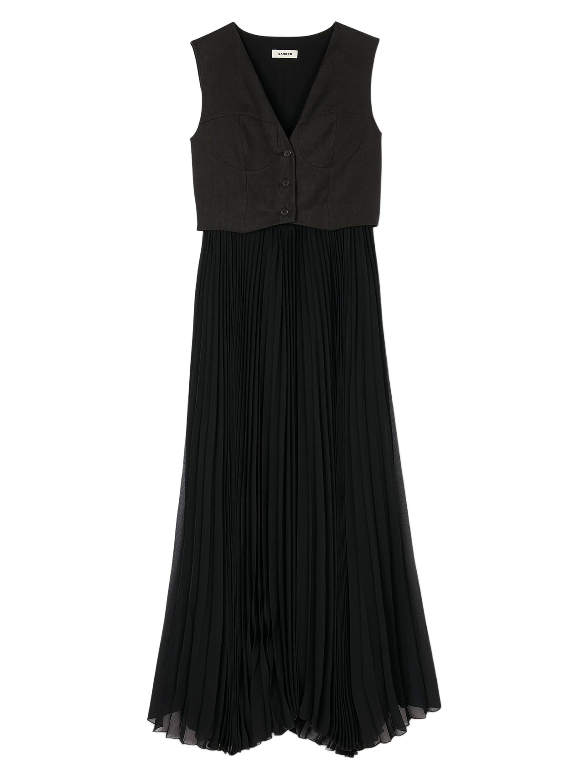 Sandro Women's Pleated Maxi Dress - Black