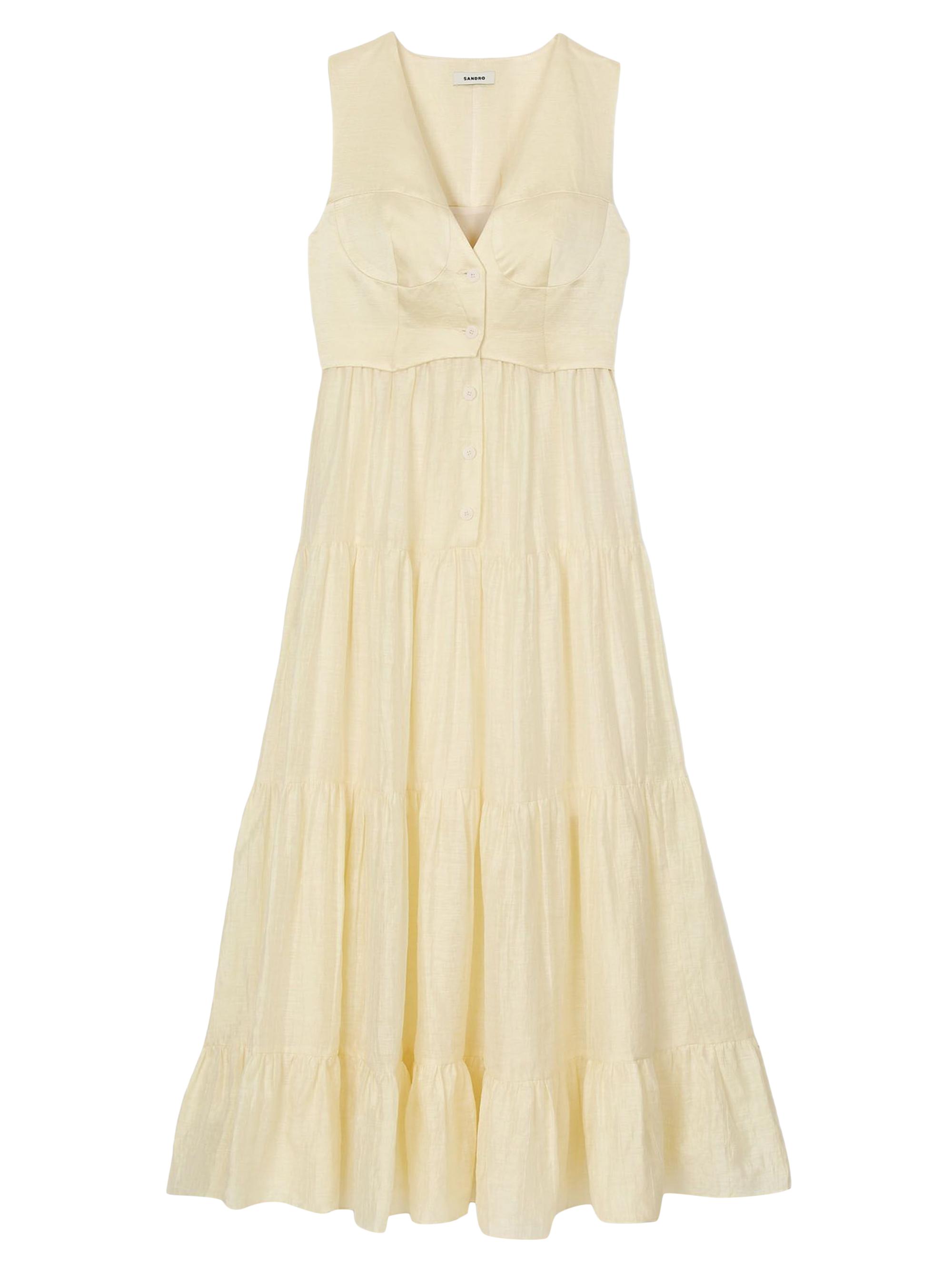 Sandro Women's Linen Maxi Dress - Light Yellow