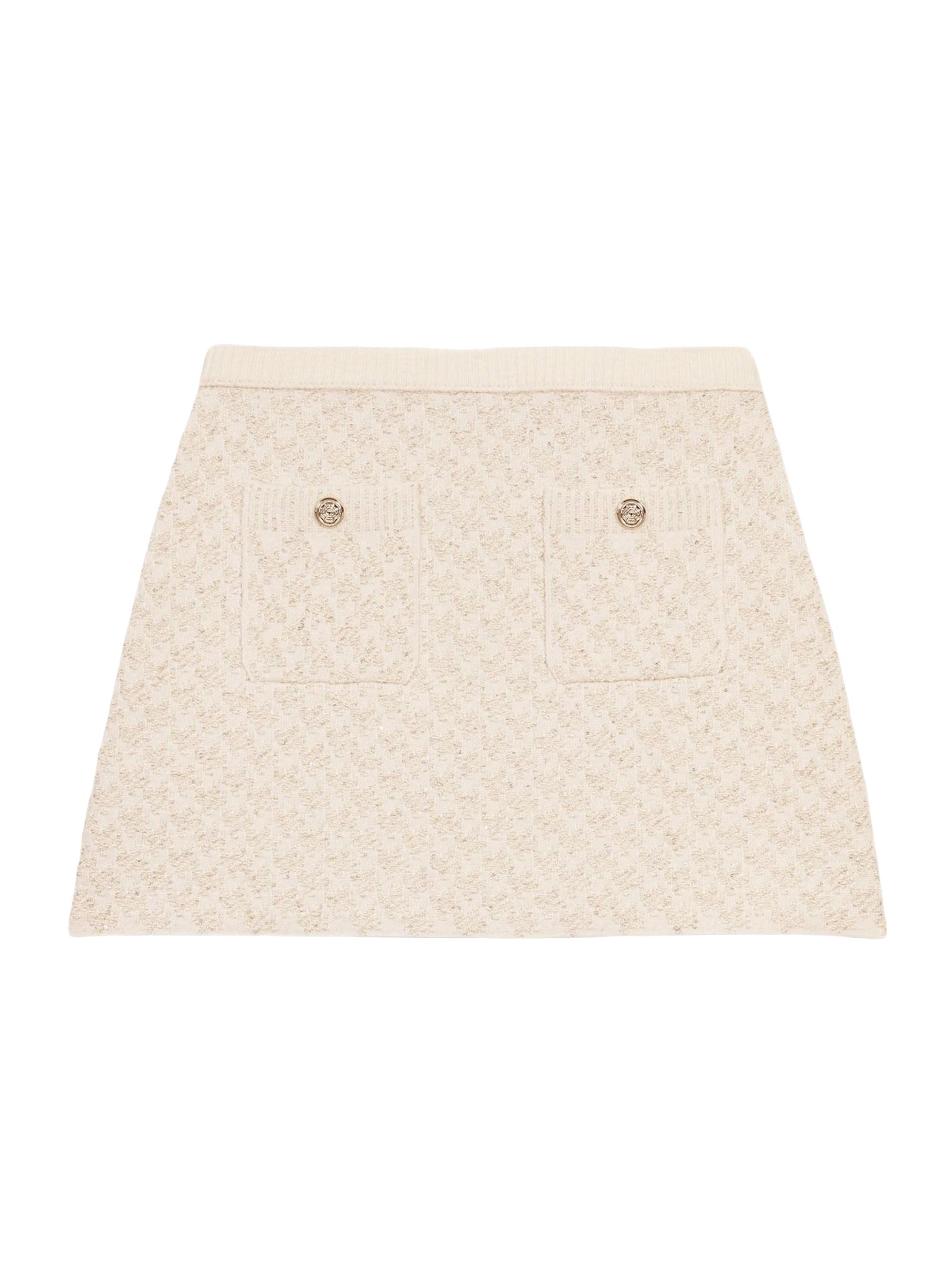 Maje Women's Tweed-Effect Knitted Skirt - Ecru