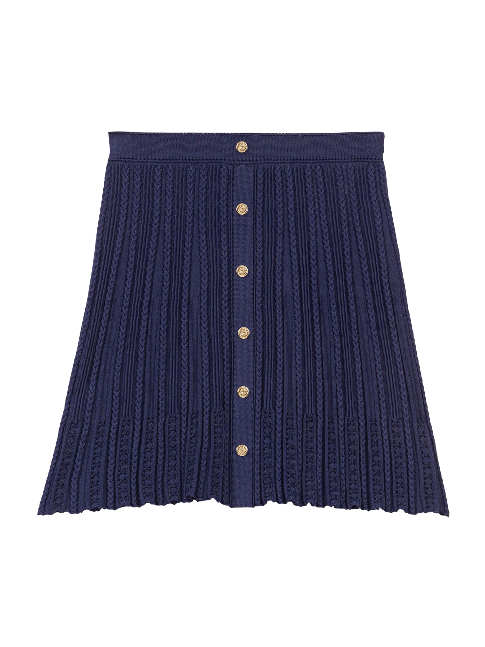 Maje Women's Woven Knit Short Skirt - Navy