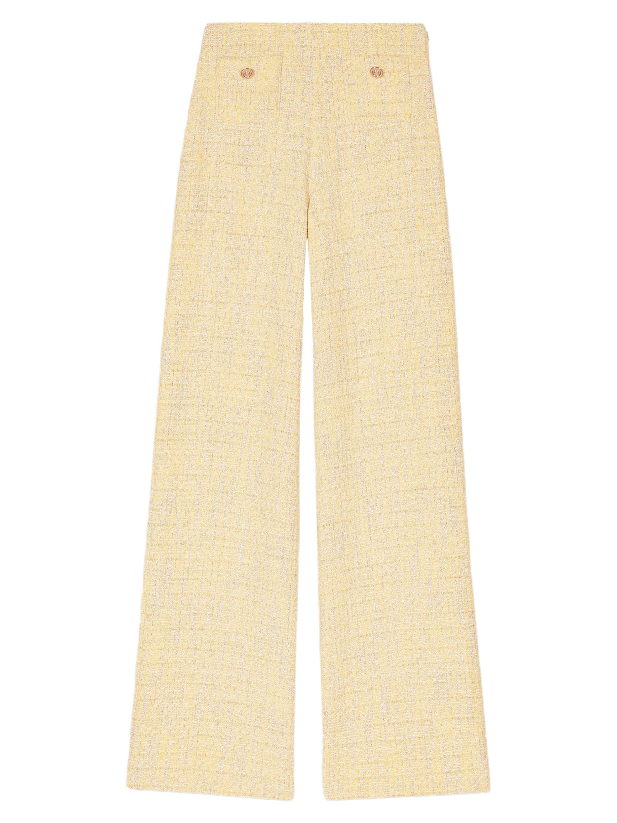 Maje Women's Straight-Leg Tweed Lurex Trousers - Yellow