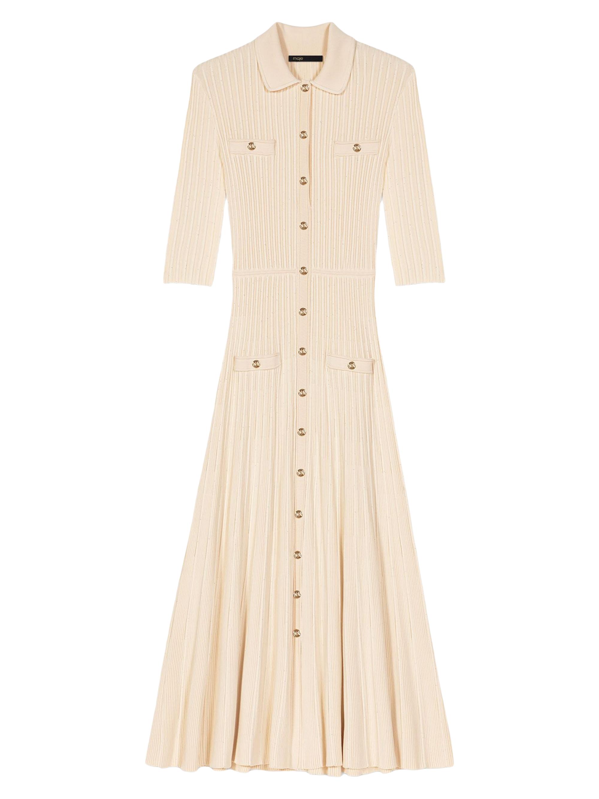 Maje Women's Sequin Knit Midi Dress - Beige