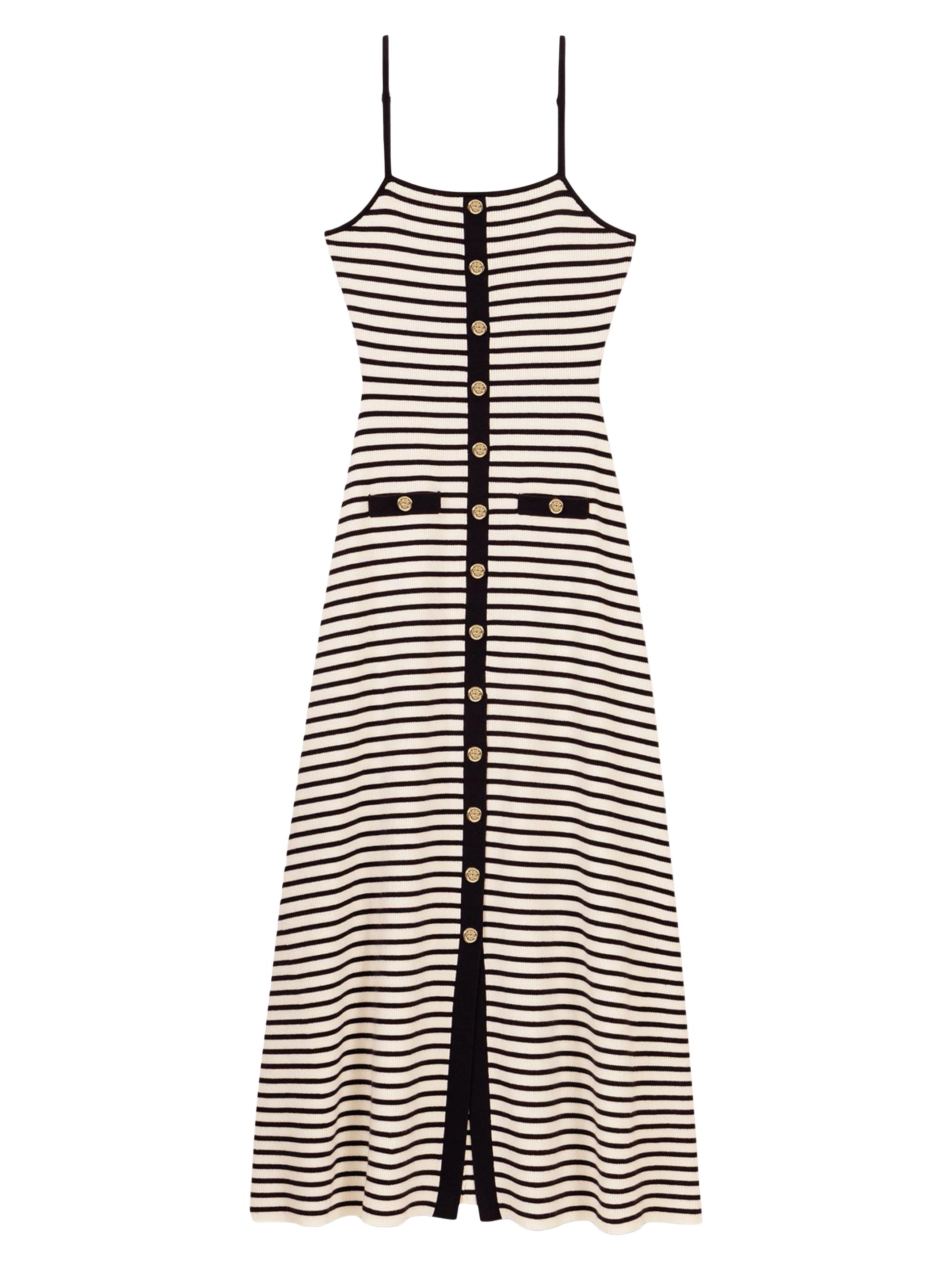 Maje Women's Rib Knit Maxi Dress - Navy Ecru