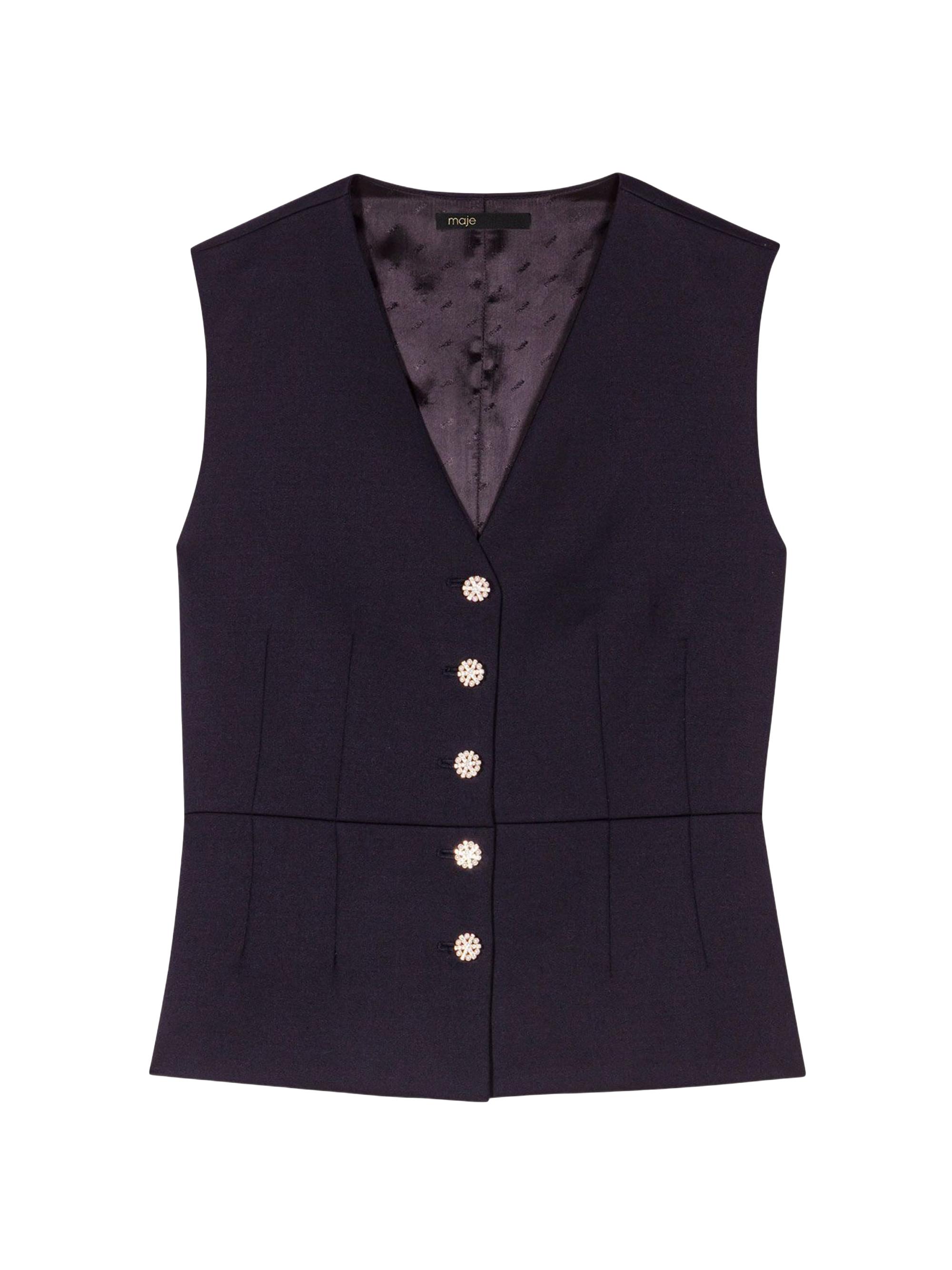 Maje Women's Wool Blend Sleeveless Jacket - Navy
