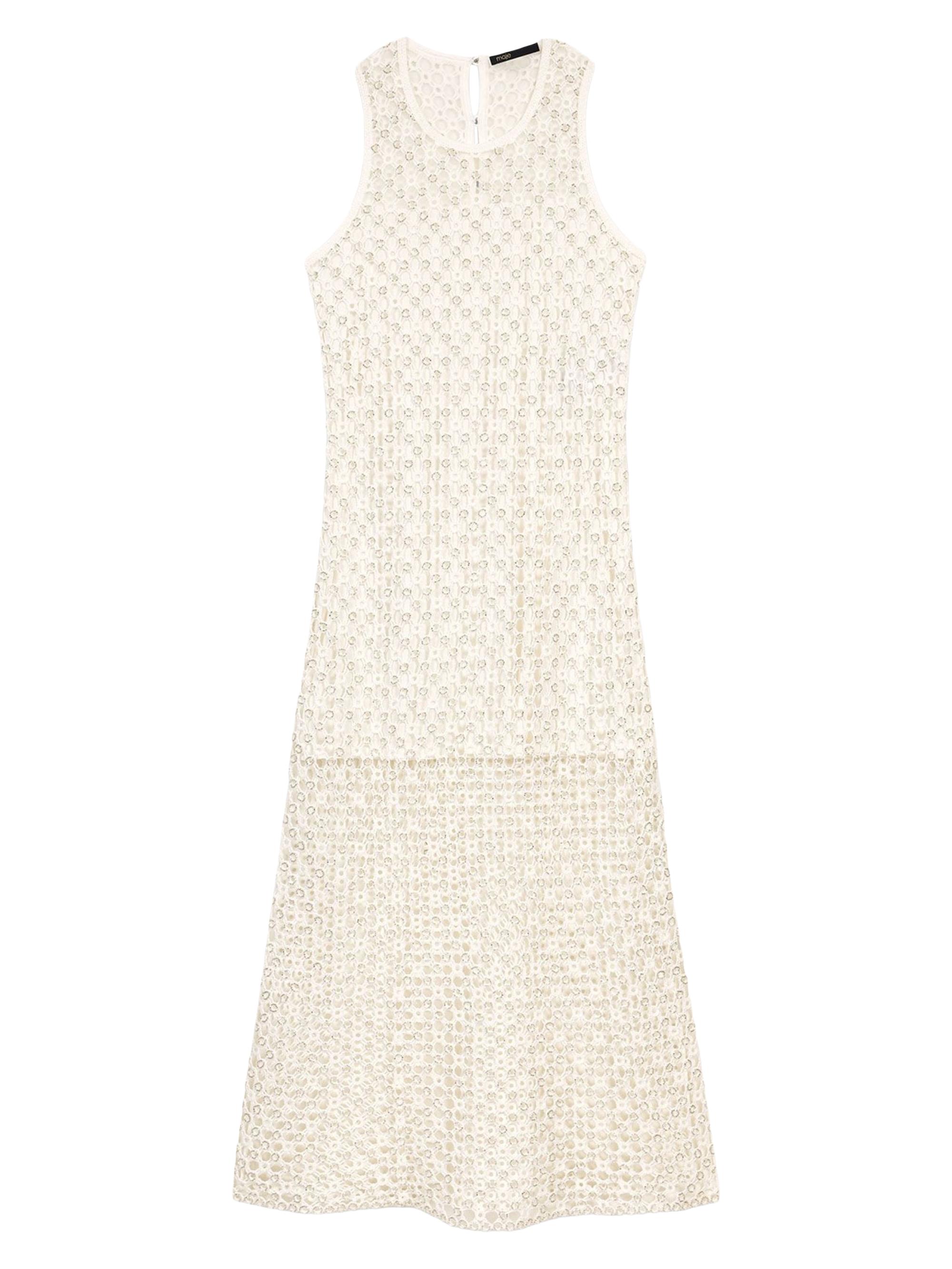 Maje Women's Beaded Crochet Maxi Dress - White
