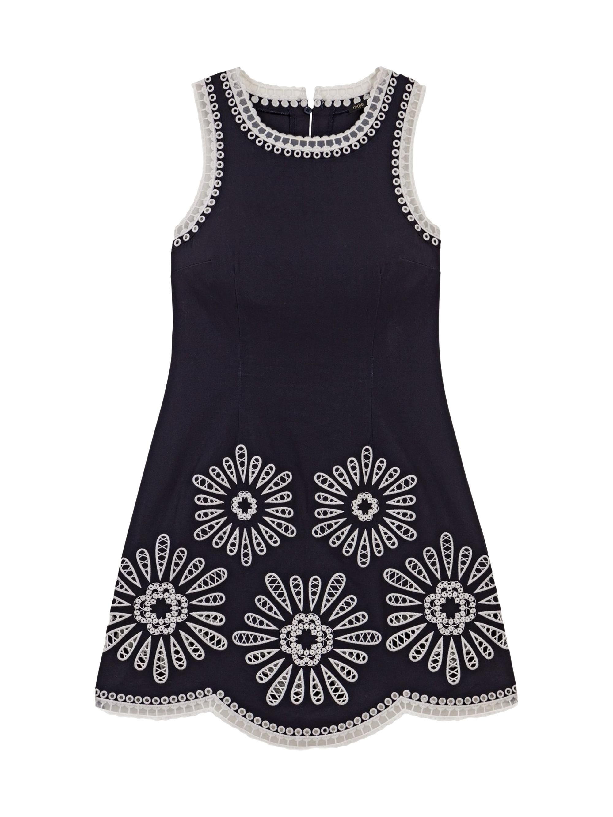 Maje Women's Mini Dress with Crochet Details - Navy