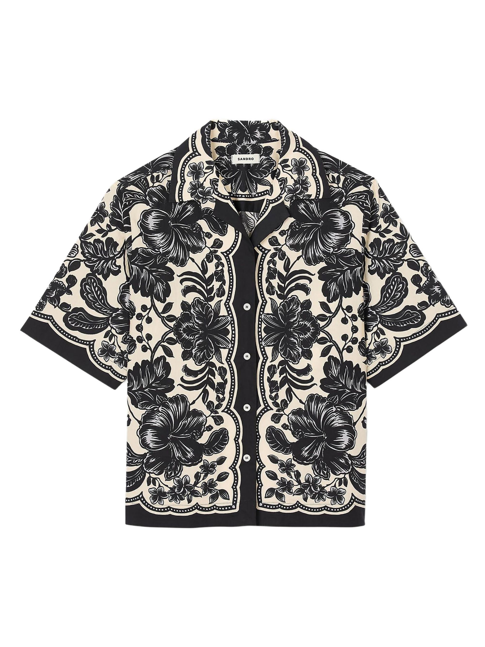 Sandro Women's Floral Motif Shirt - Ecru Black