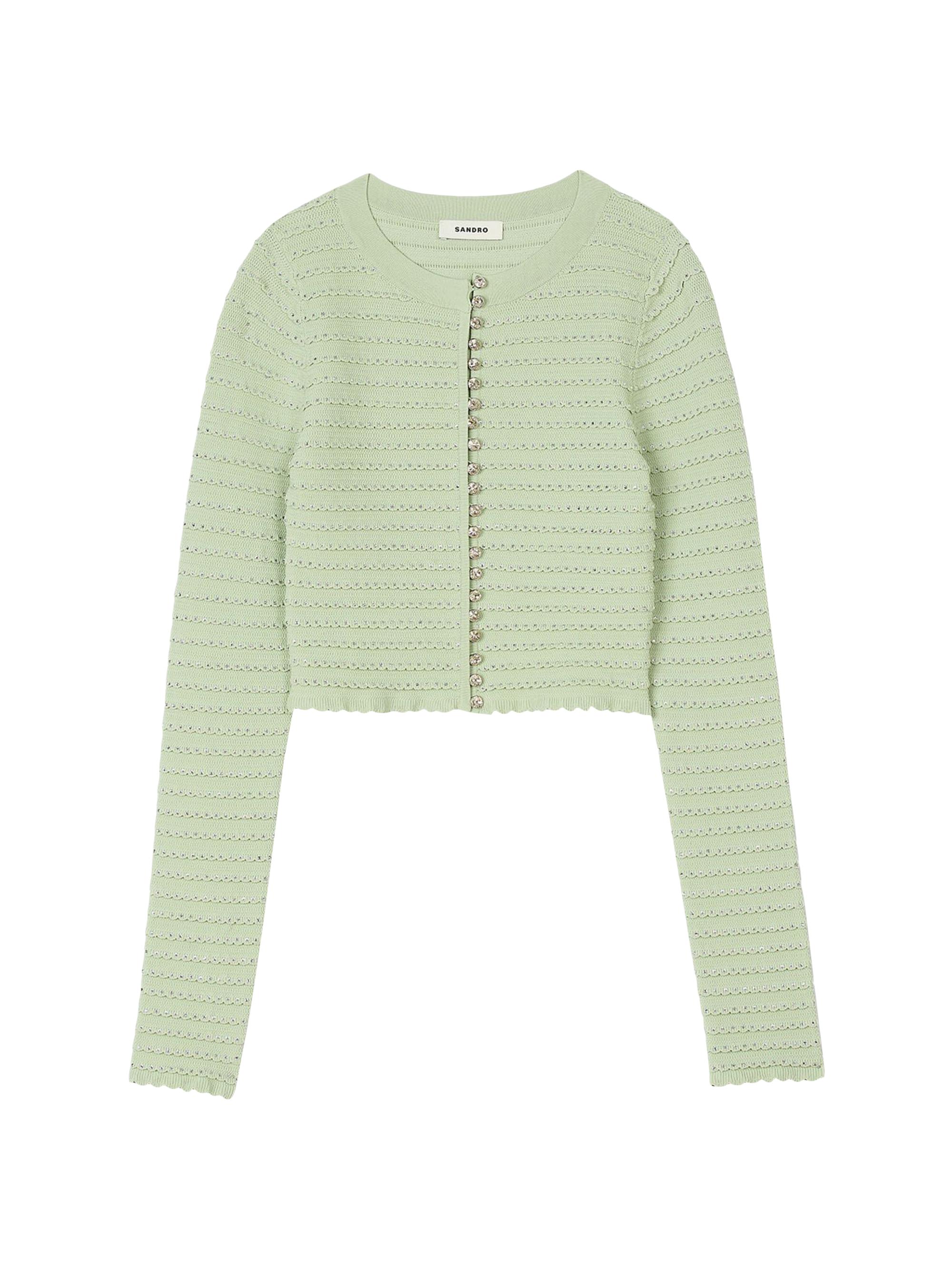 Sandro Women's Rhinestone Cardigan - Almond Green