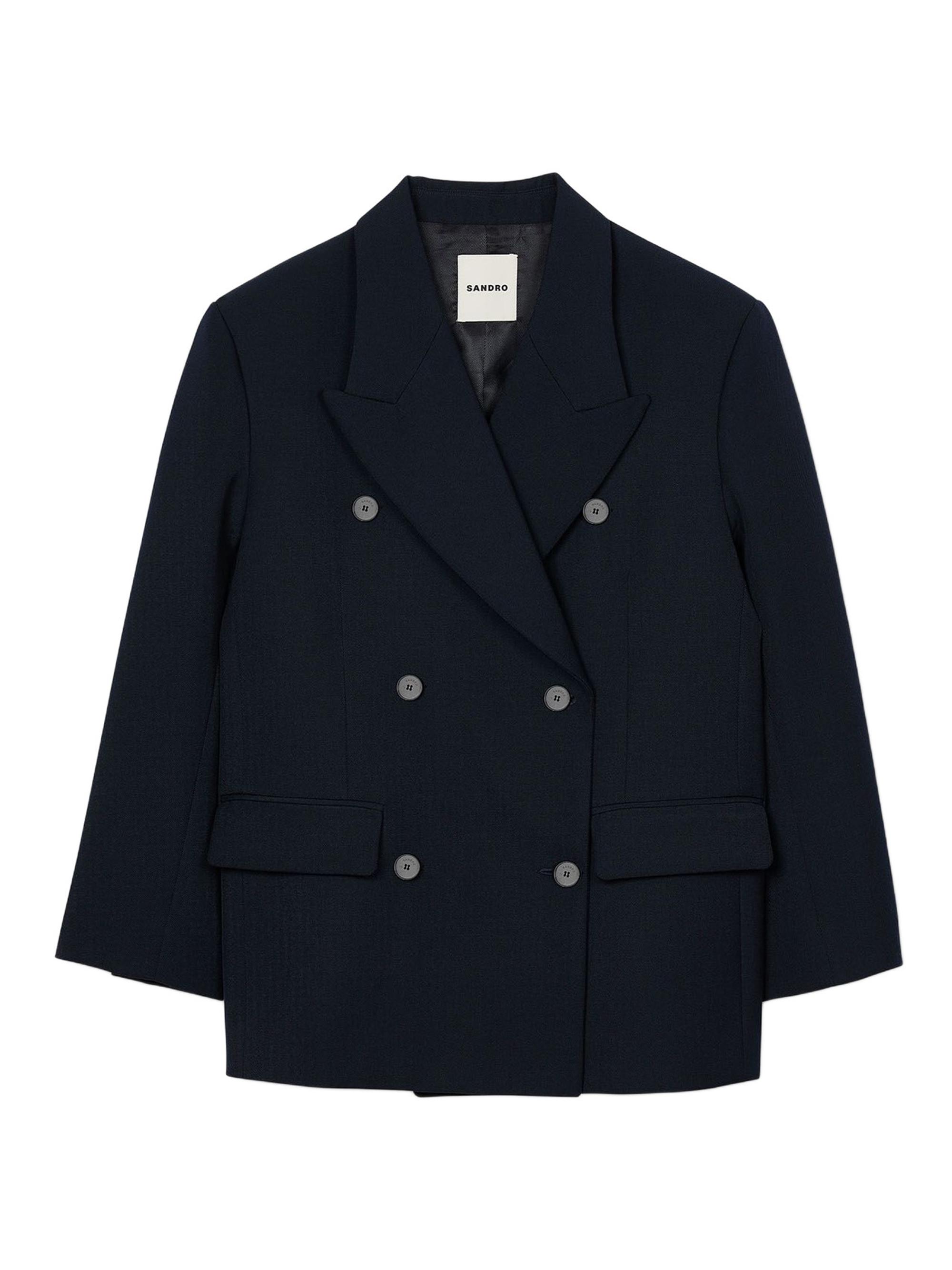 Sandro Women's Wool Blend Suit Jacket - Navy Blue