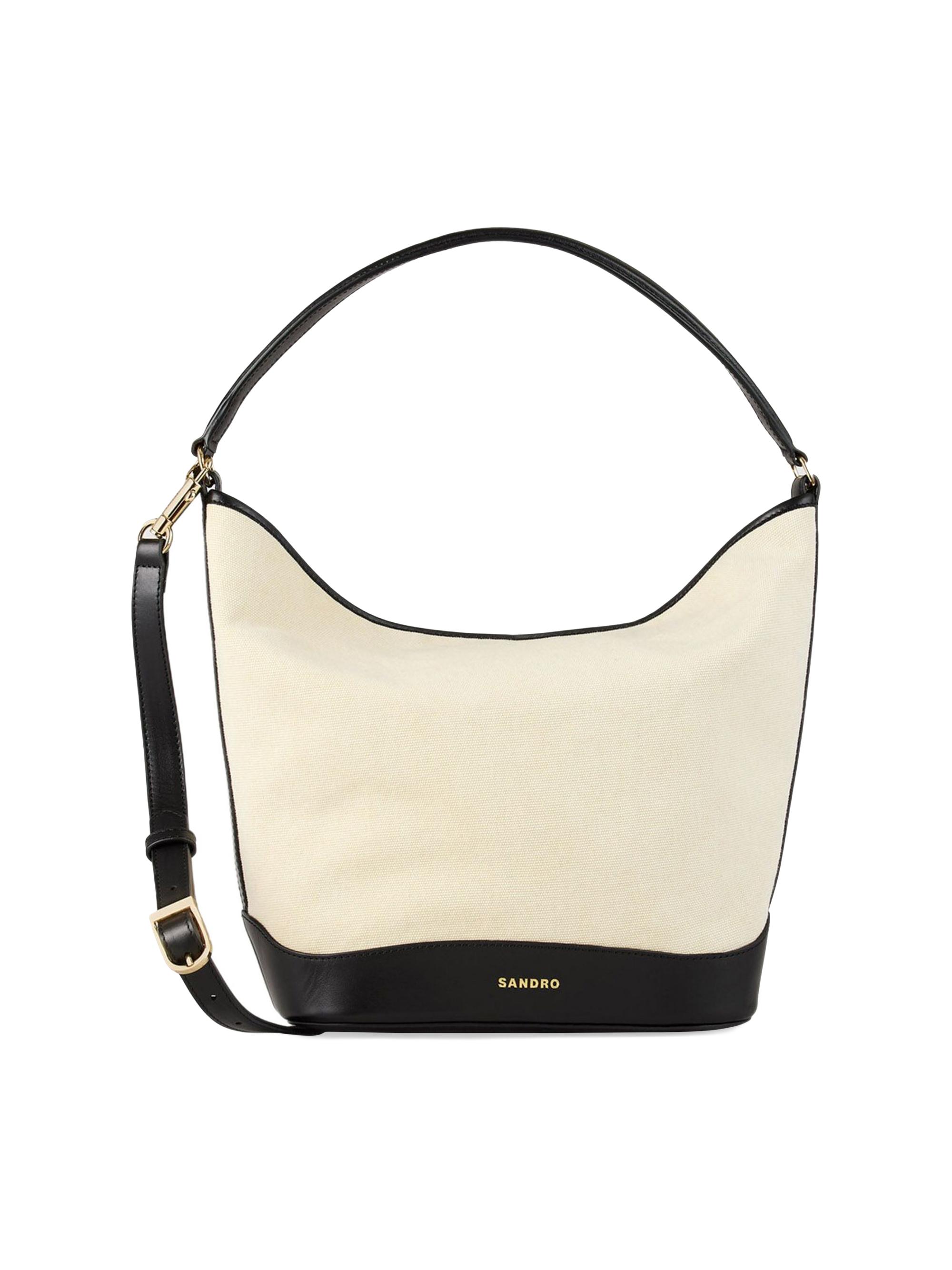 Sandro Women's Tangoso Canvas Bucket Bag - Ecru Black