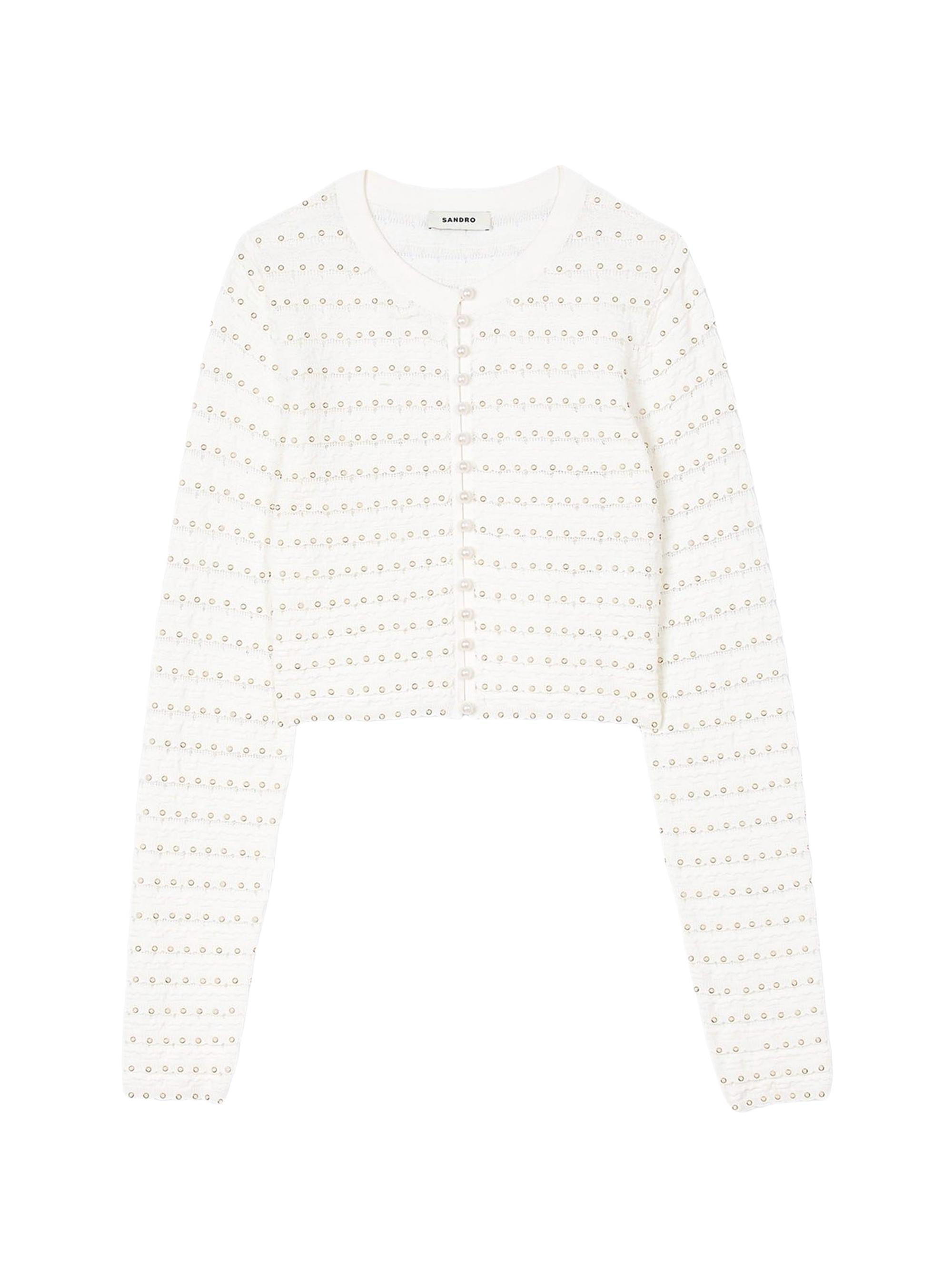 SANDRO 重ね着風　ニット Honeycomb stitch wool sweater blue for Men | Sandro Paris