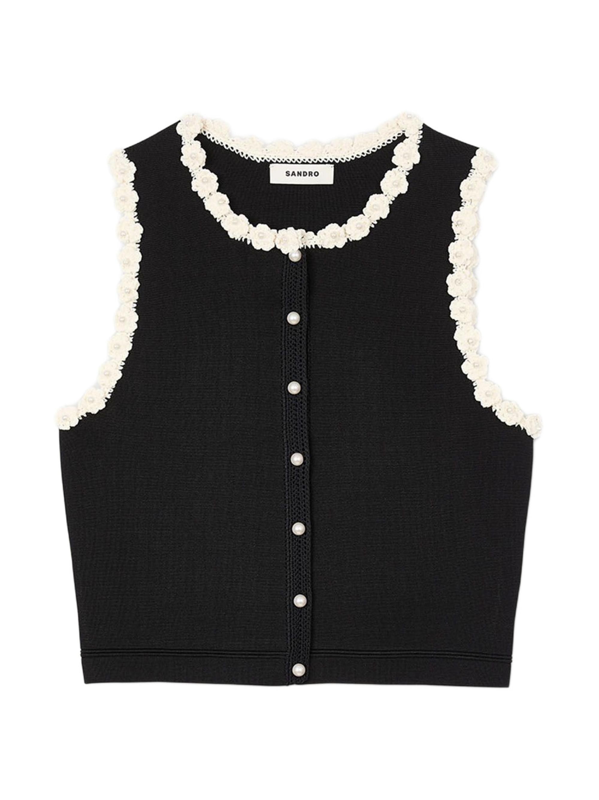 Sandro Women's Crochet Cardigan - Black