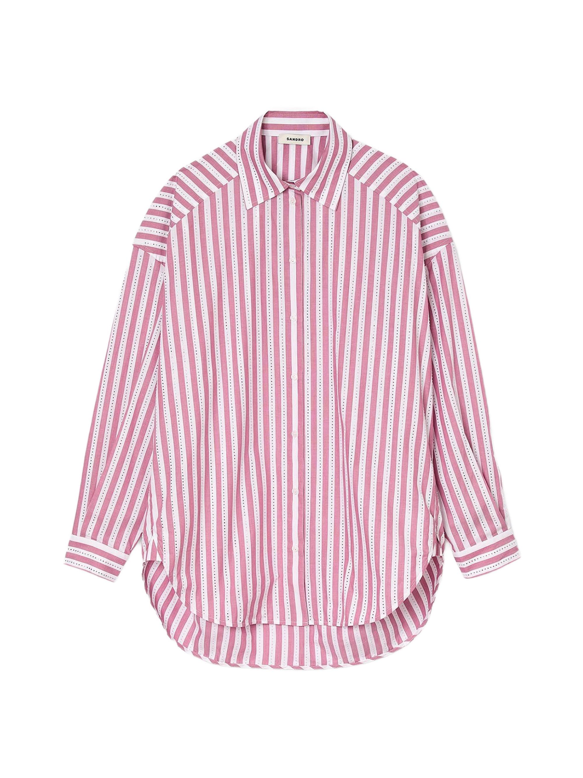 Sandro Women's Striped Rhinestone Shirt - Pink