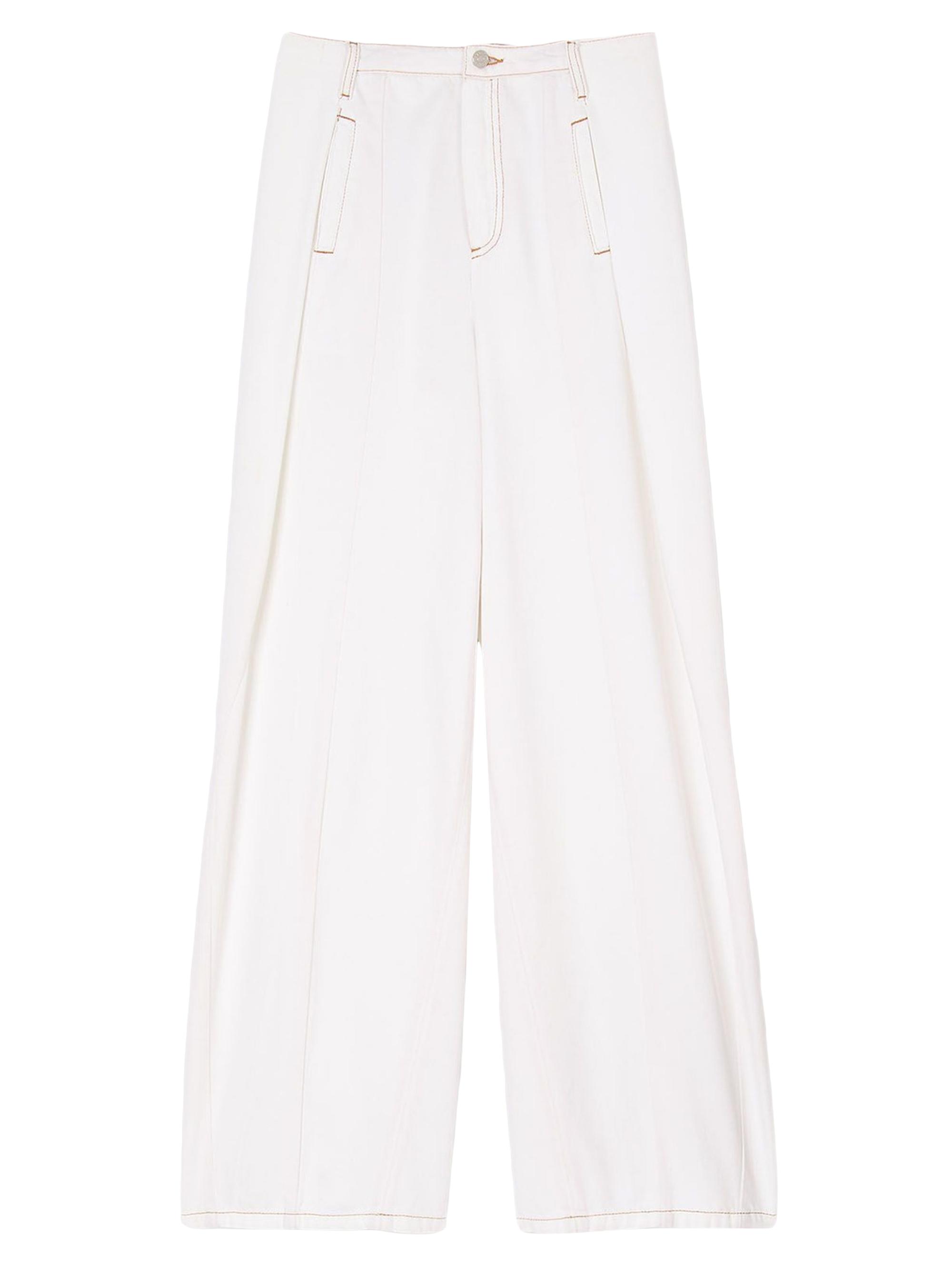 Sandro Women's Topstitched Wide-Leg Jeans - White