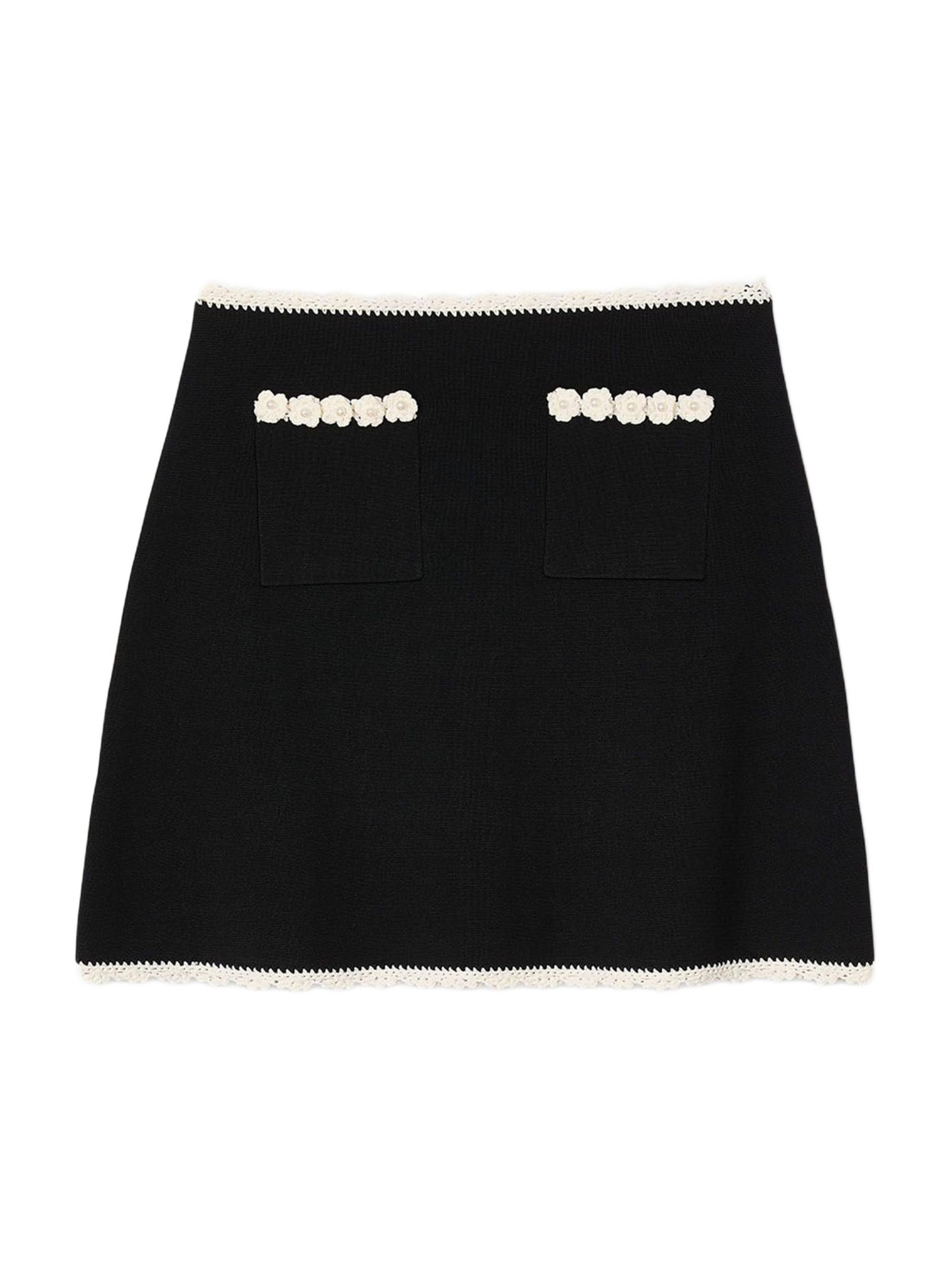 Sandro Women's Mini Skirt with Crochet Details - Black