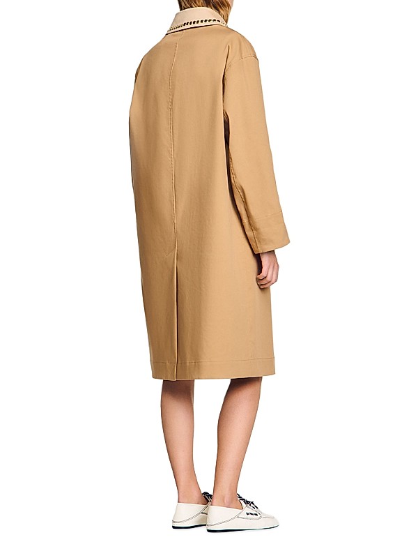 Shop Sandro Trench Coat with Rhinestone Collar | Saks Fifth Shop Sandro Trench Coat with Rhinestone Collar | Saks Fifth