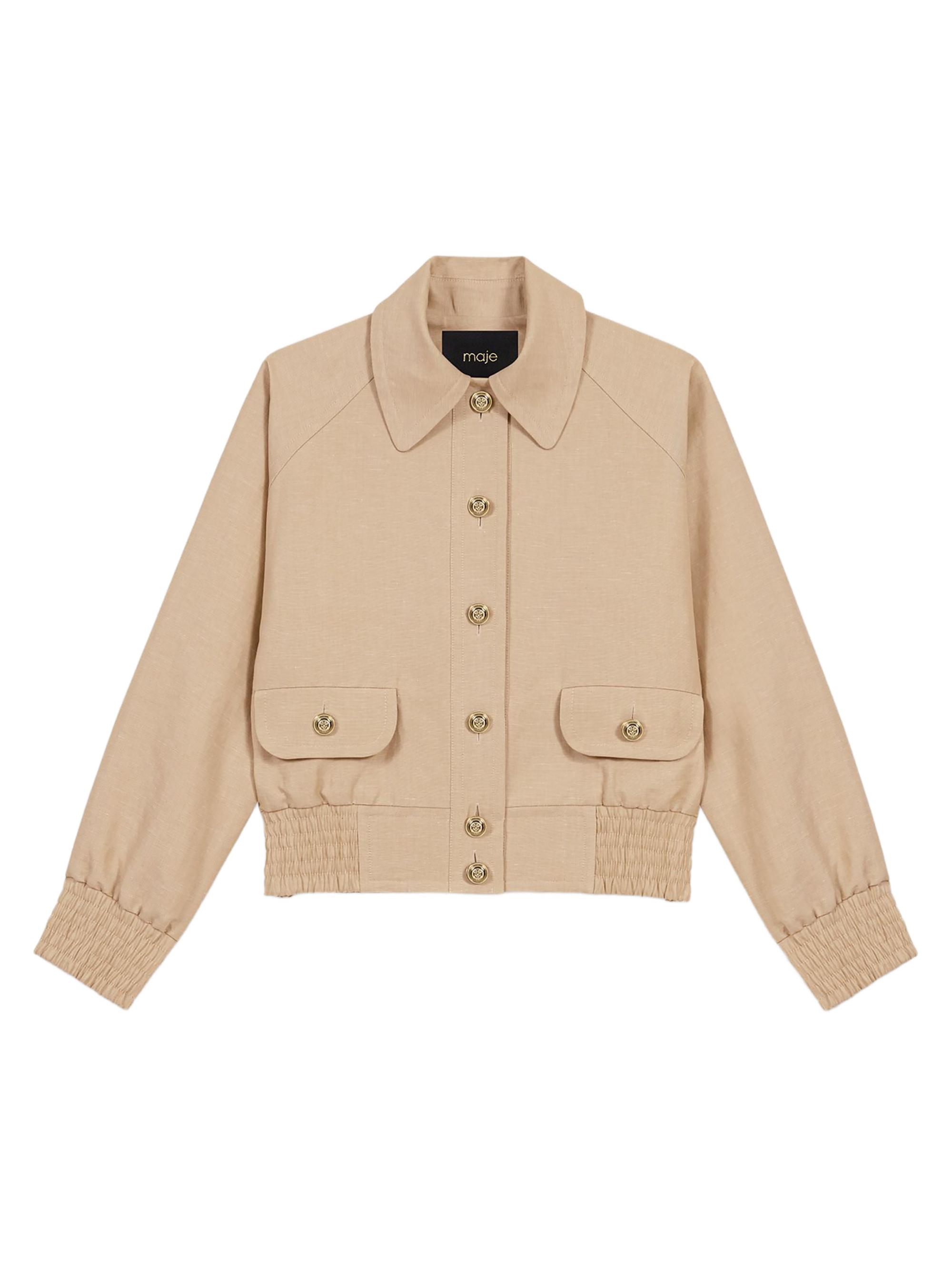 Maje Linen and Cotton Bomber Jacket | Saks Fifth Avenue
