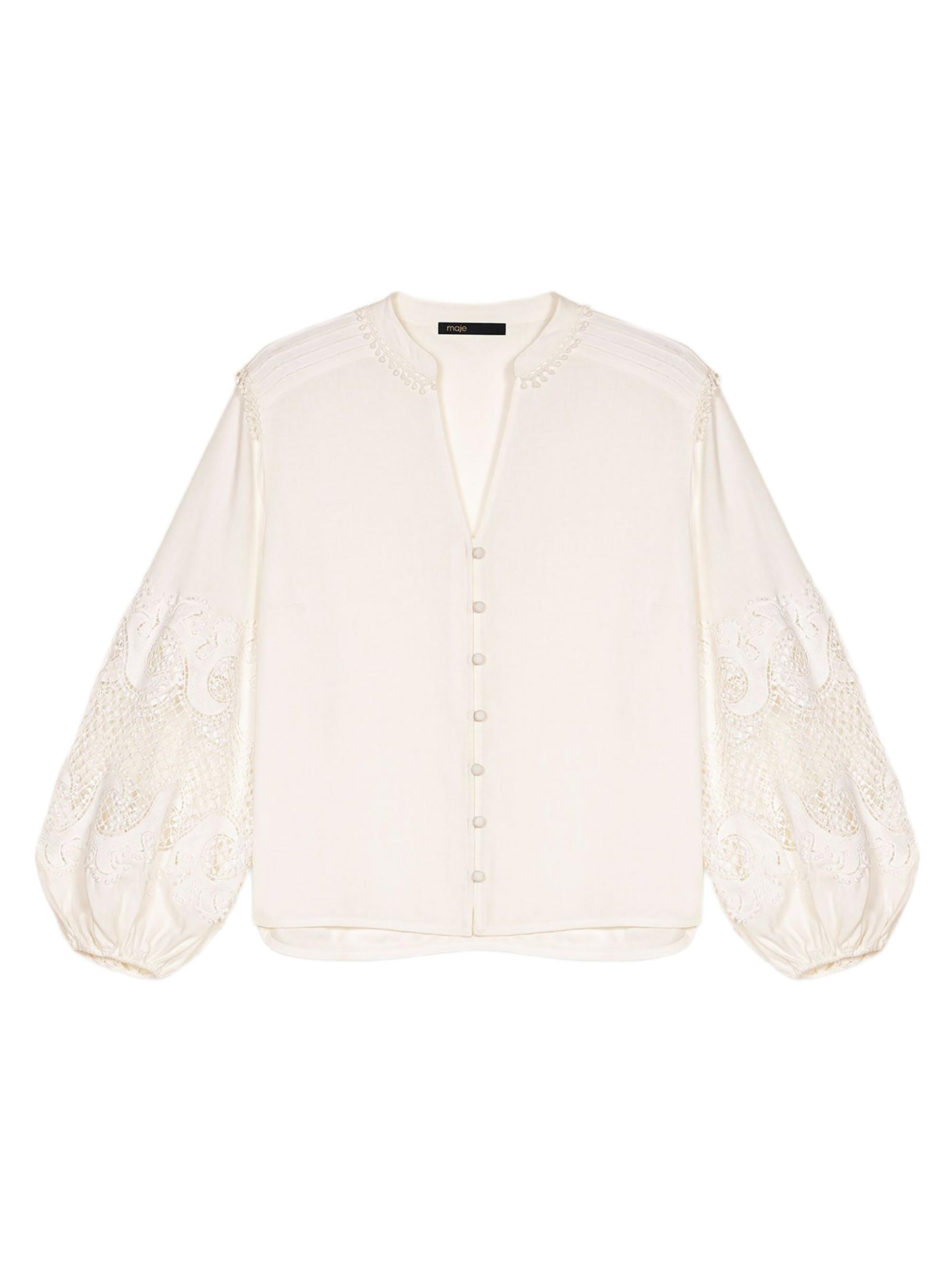 Maje Women's Long Sleeve Blouse - Ecru