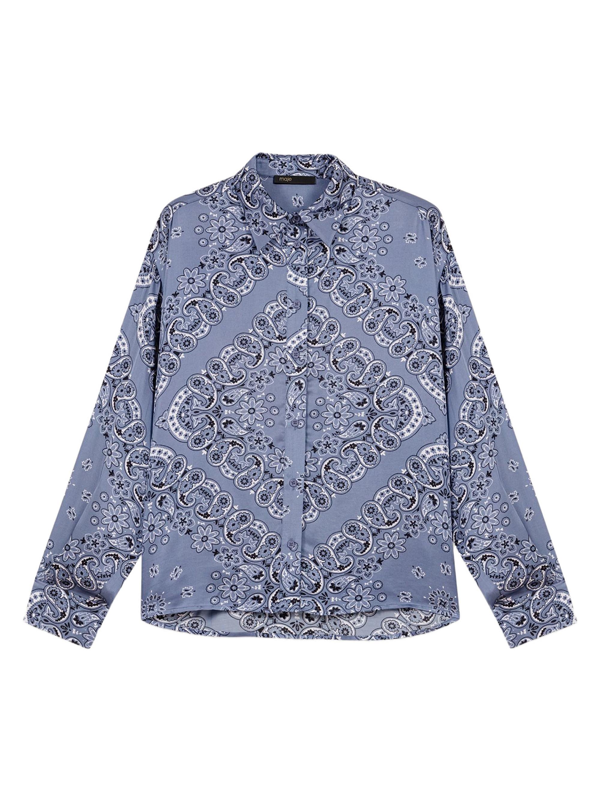 Maje Women's Flowing Printed Shirt - Blue