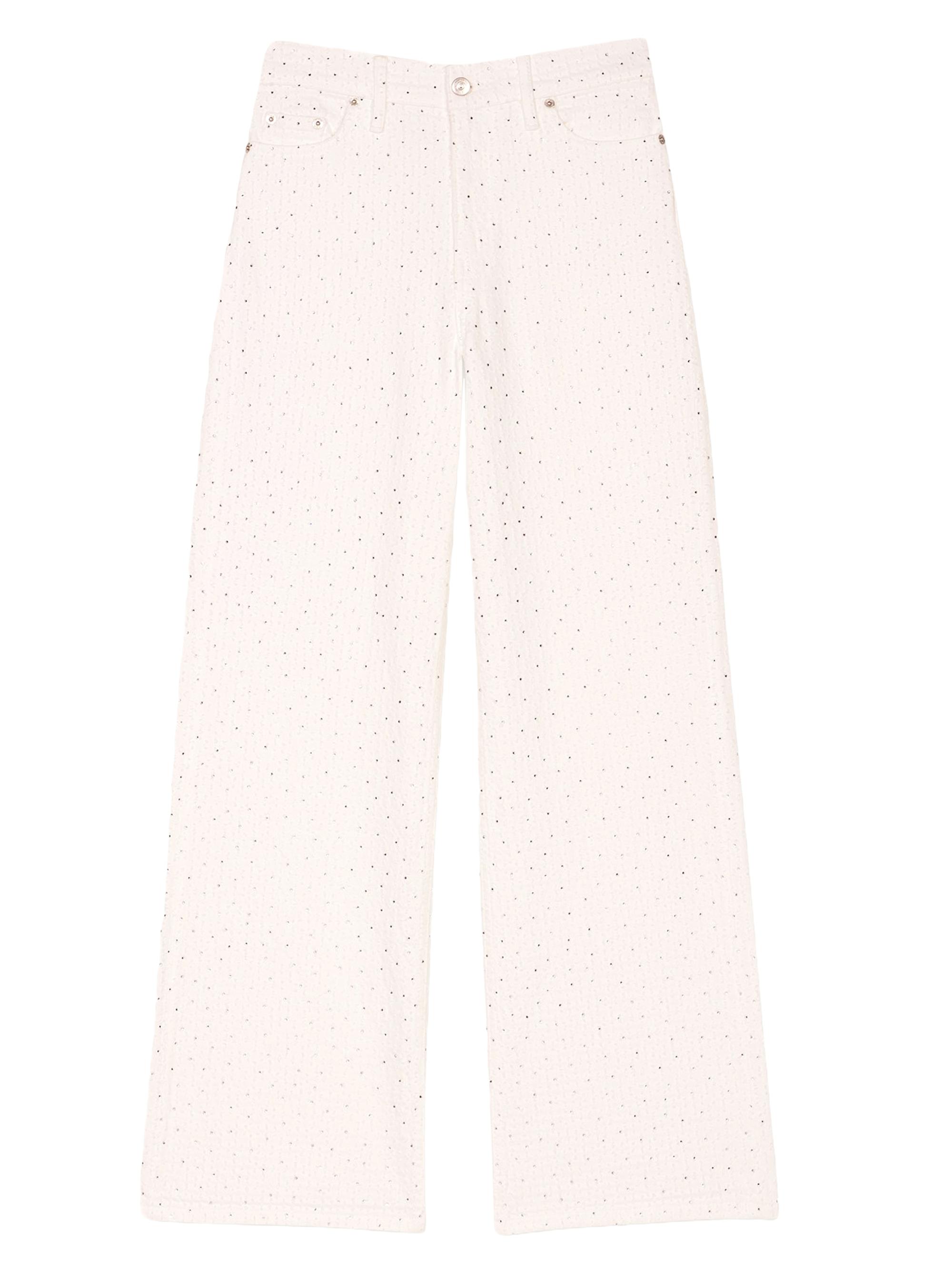 Maje Women's Wide-Leg Rhinestone Jeans - White