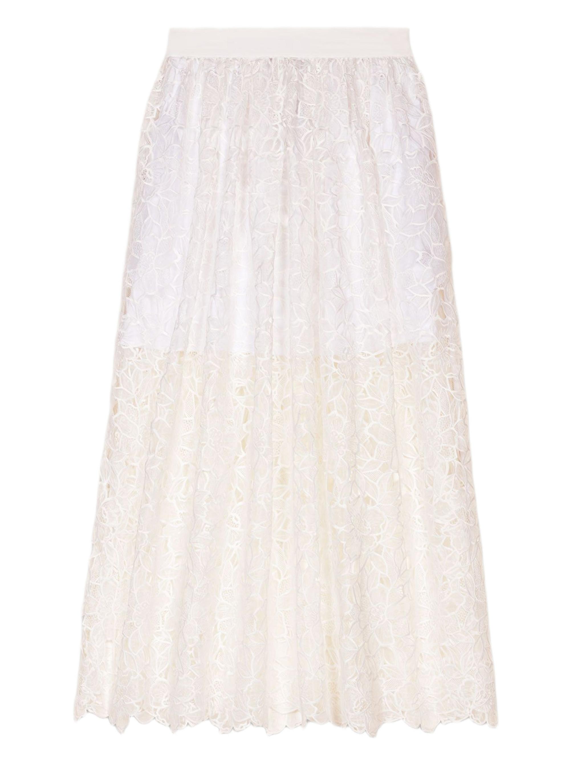 Maje Women's Floral Lace Maxi Skirt - White