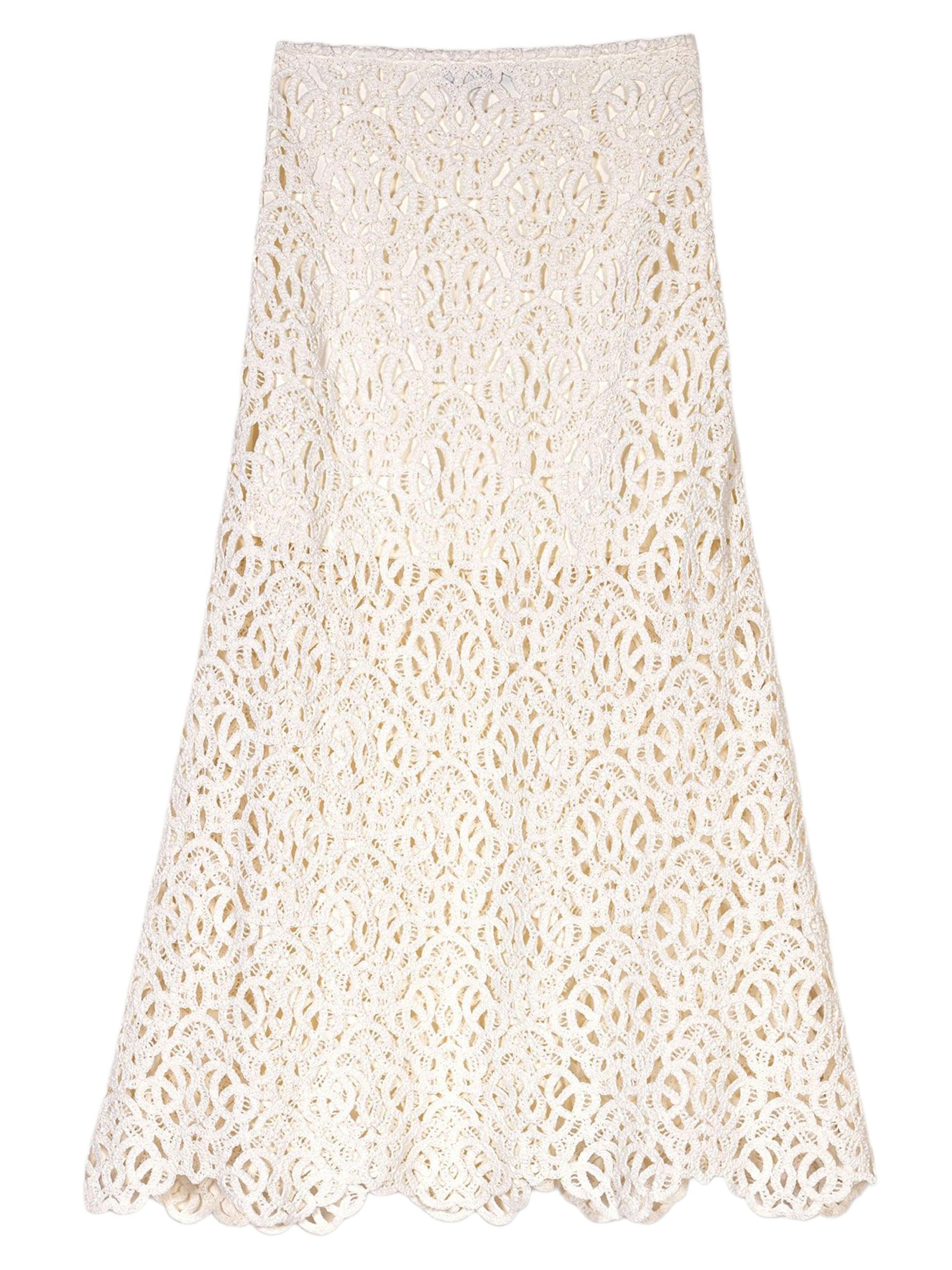Maje Women's Long Crochet Skirt - Ecru