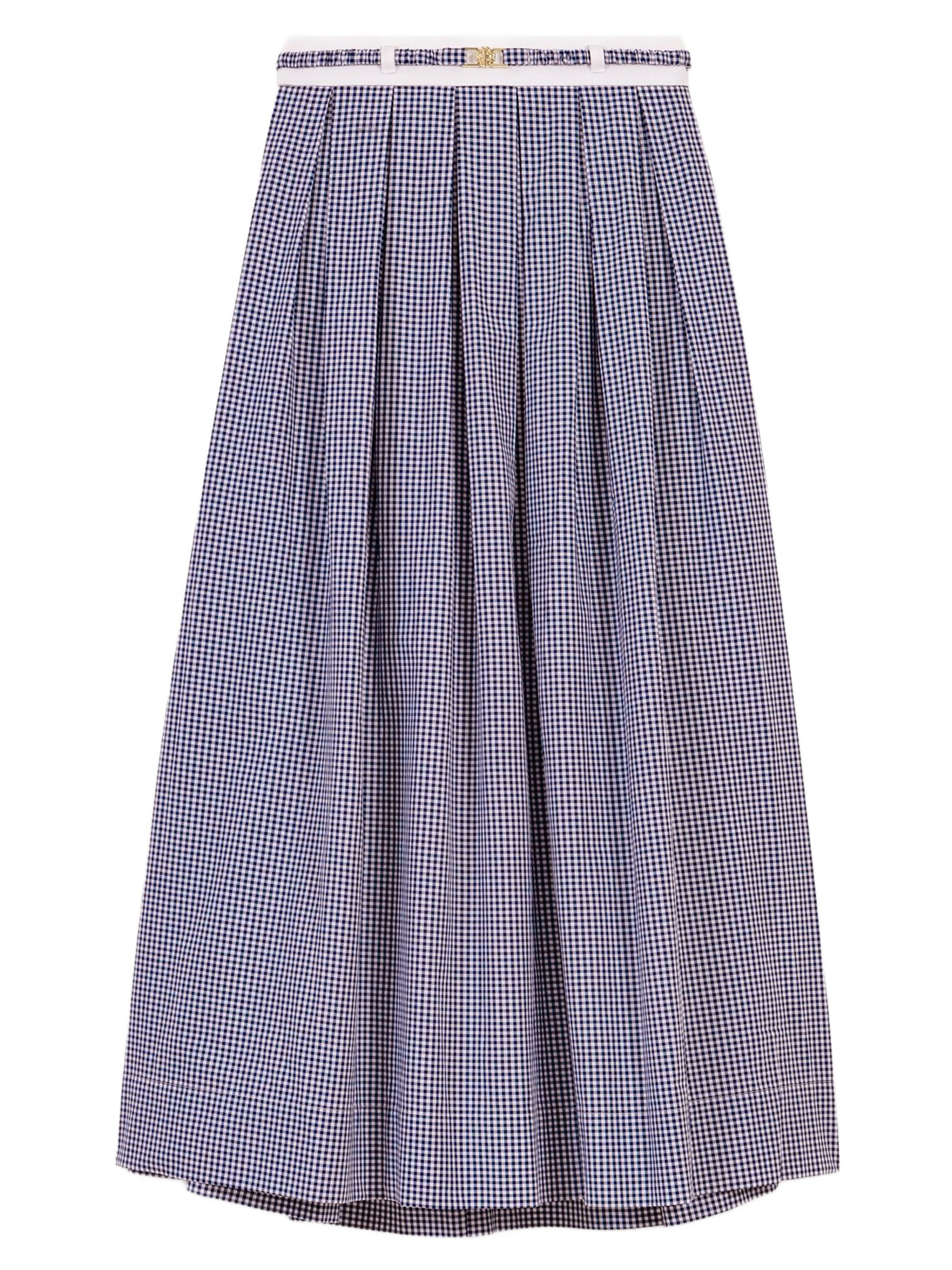 Maje Women's Gingham Midi Skirt - Navy White