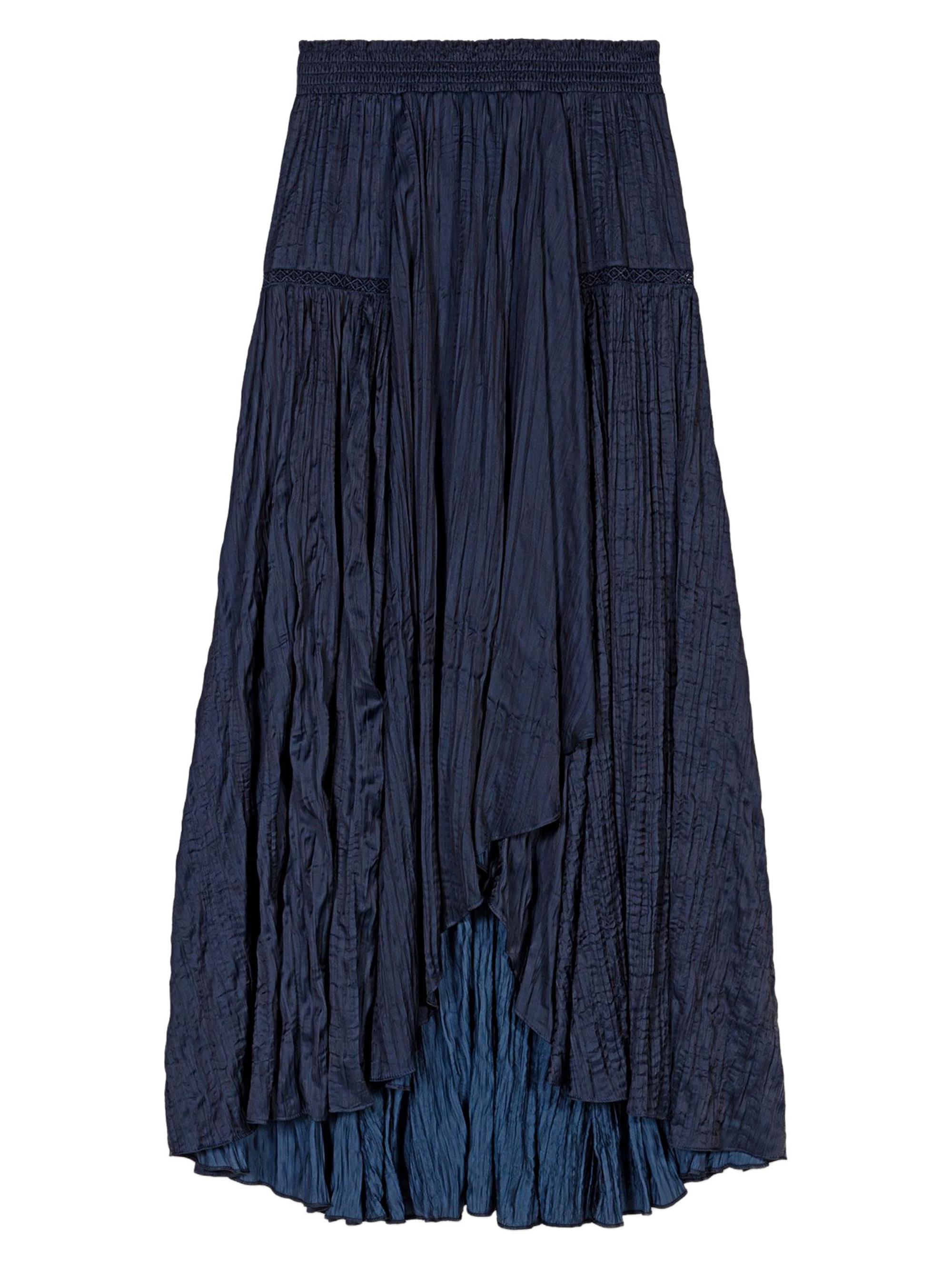 Maje Women's Satin-Effect Maxi Skirt - Navy