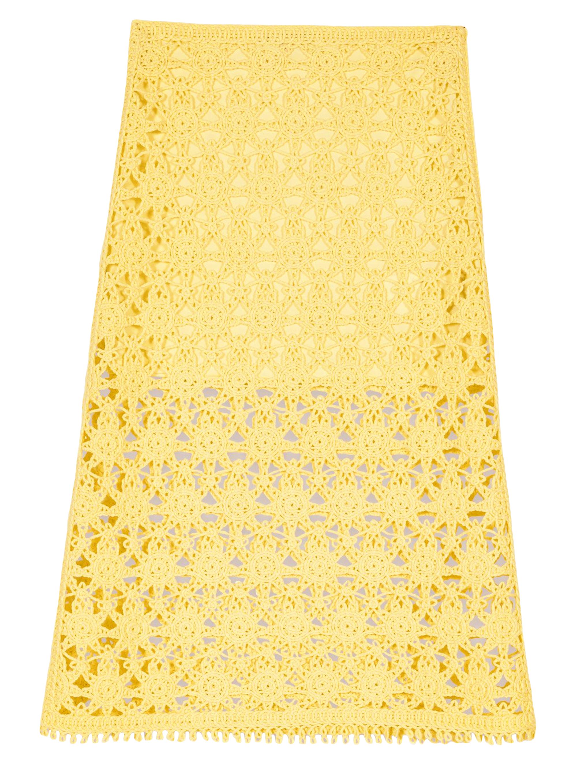 Maje Women's Long Crochet Skirt - Yellow