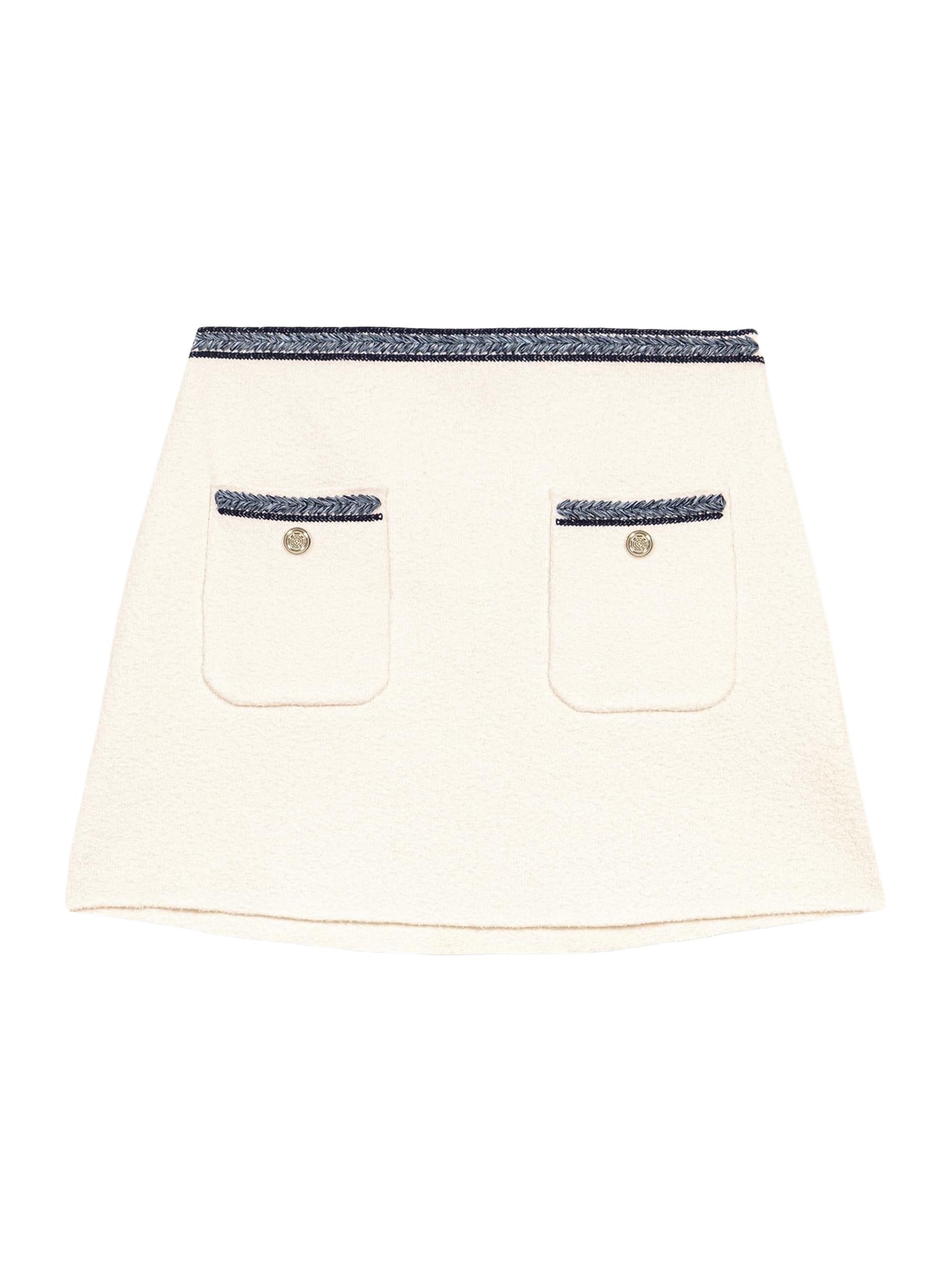 Maje Women's Short Skirt with Contrasting Trim - Ecru