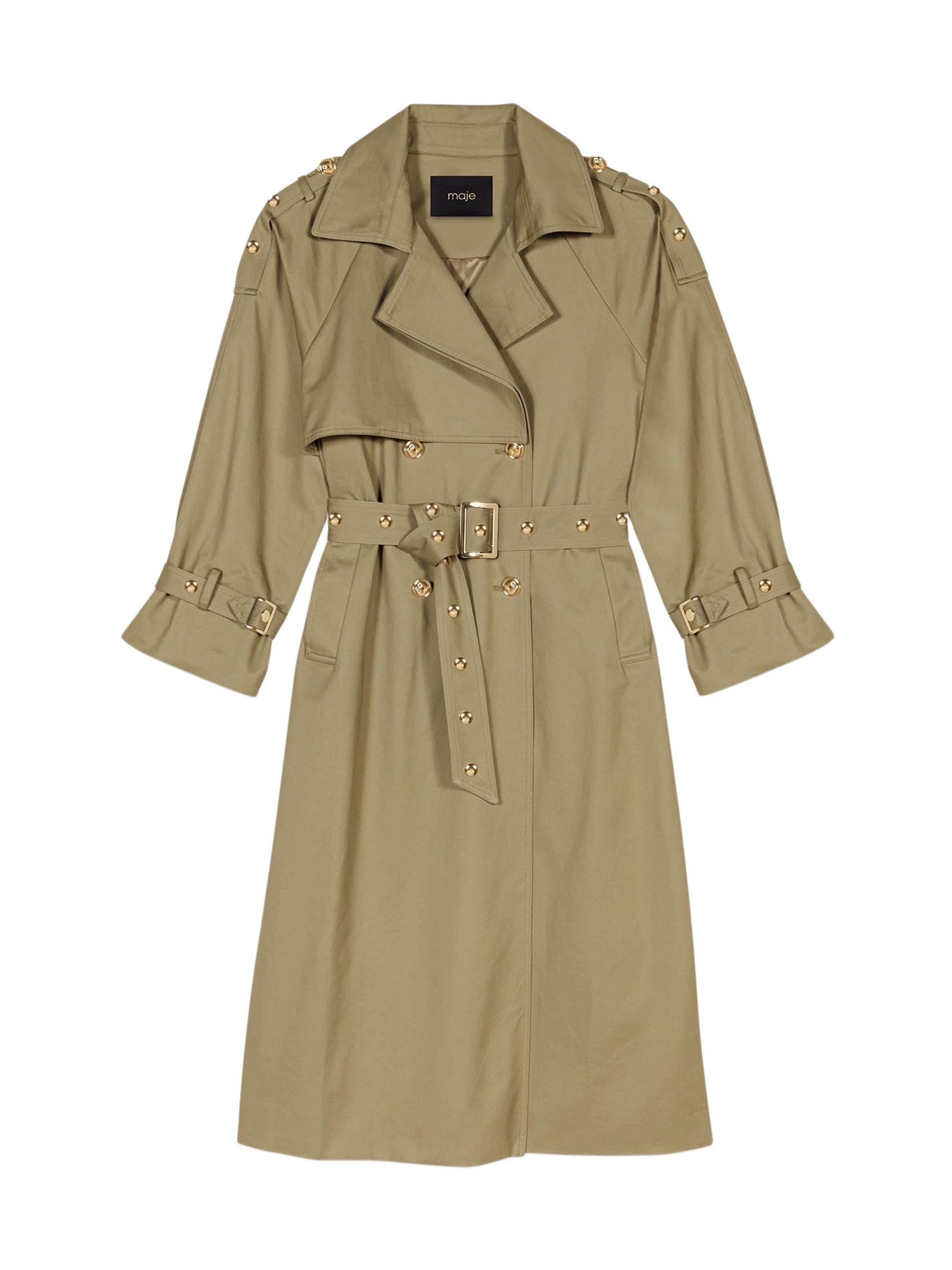 Maje Women's Studded Trench Coat - Khaki