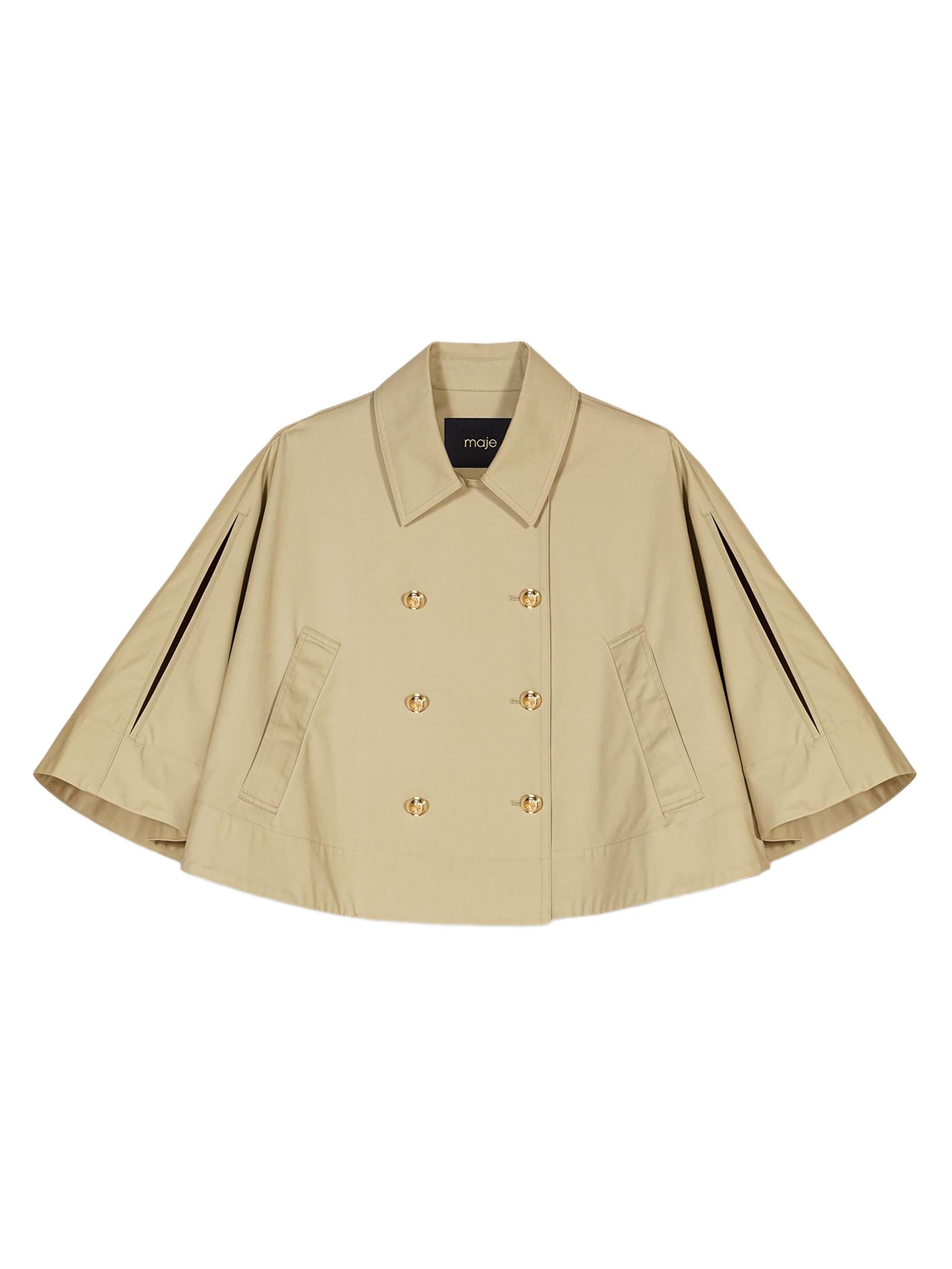 Maje Women's Short Cape-Effect Trench Coat - Khaki