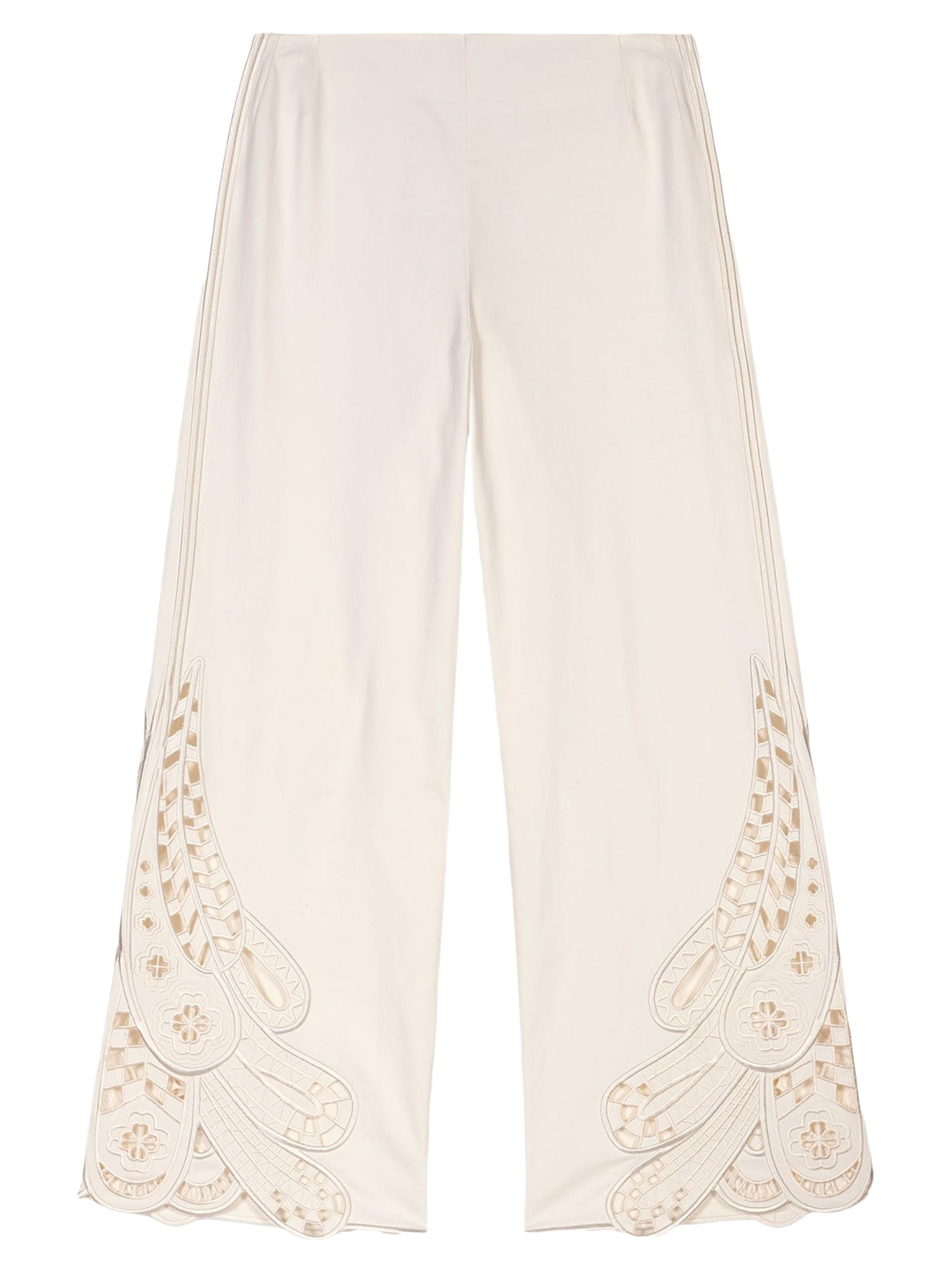 Maje Women's Embroidered Trousers - Ecru