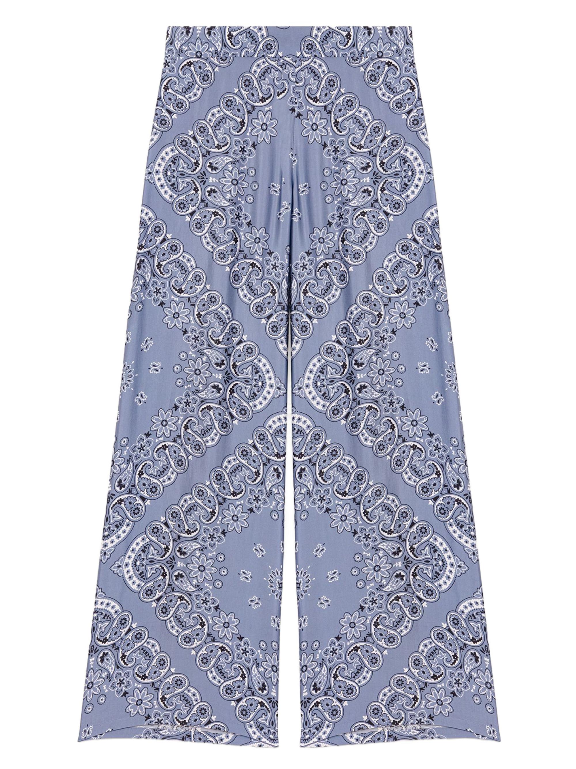 Maje Women's Flowing Patterned Bandana Print Pants - Blue Bandana Print