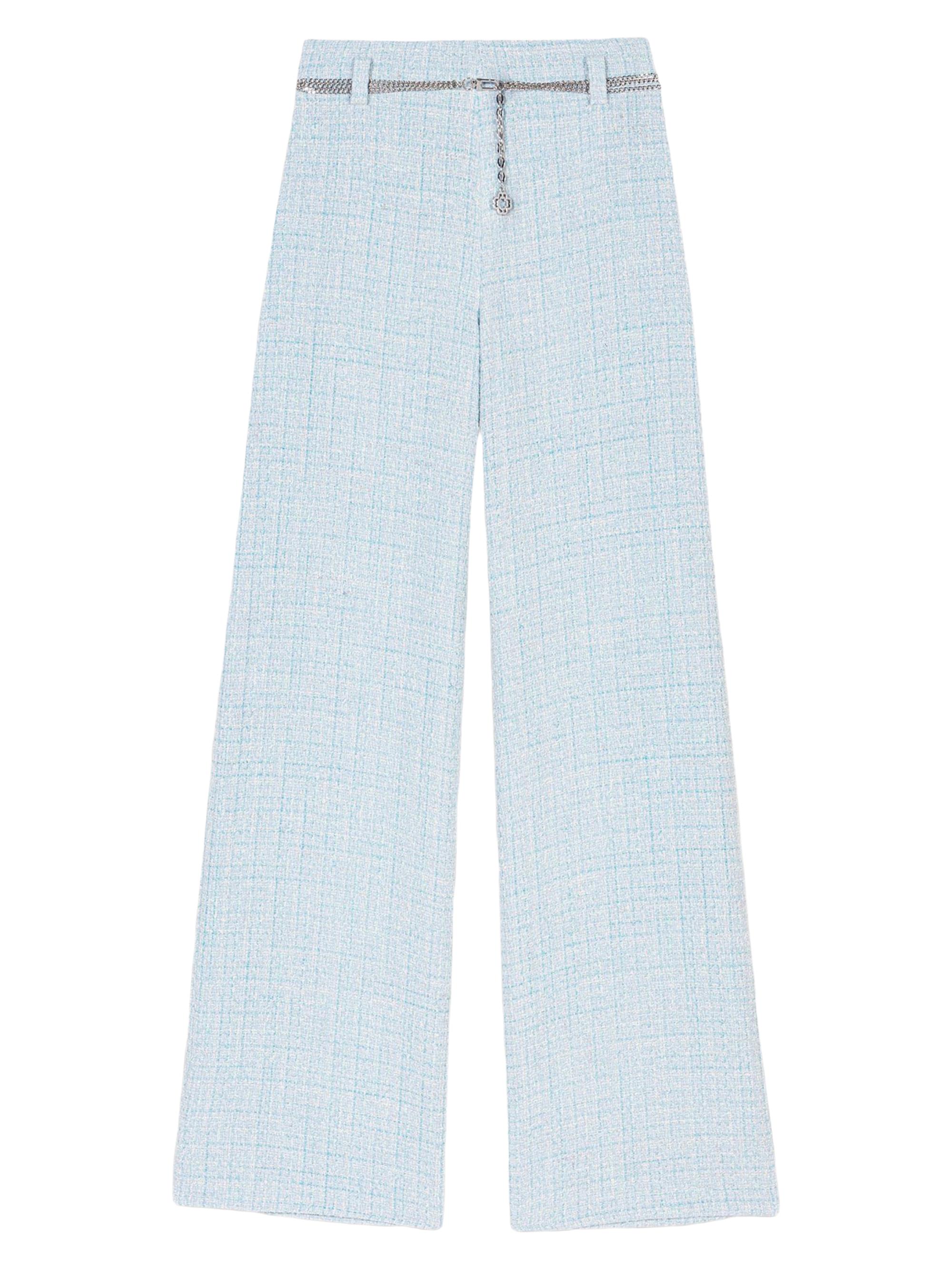 Maje Women's Tweed Trousers with Belt - Blue Sky