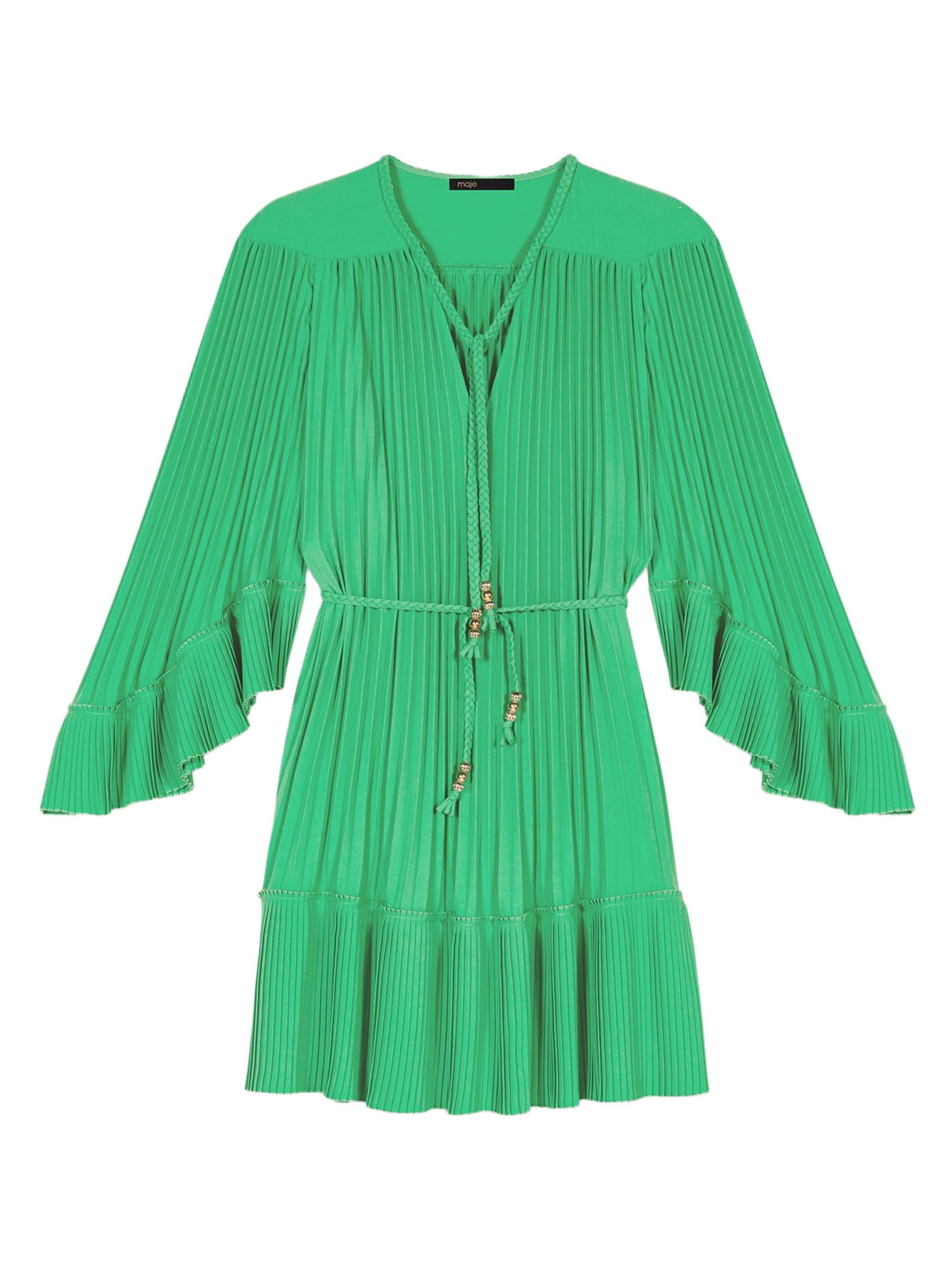 Maje Women's Short Pleated Dress - Green