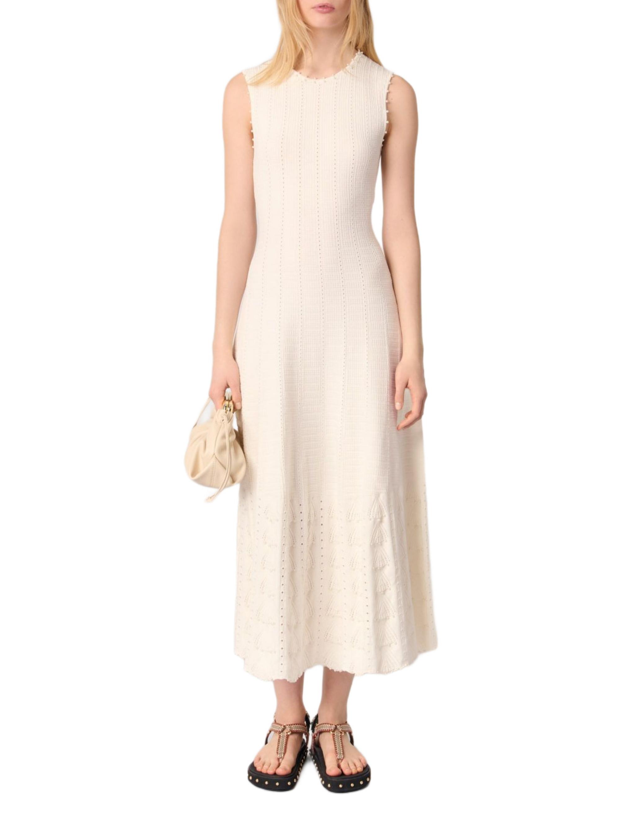 Maje Women's Beaded Pointelle Knit Maxi Dress - White