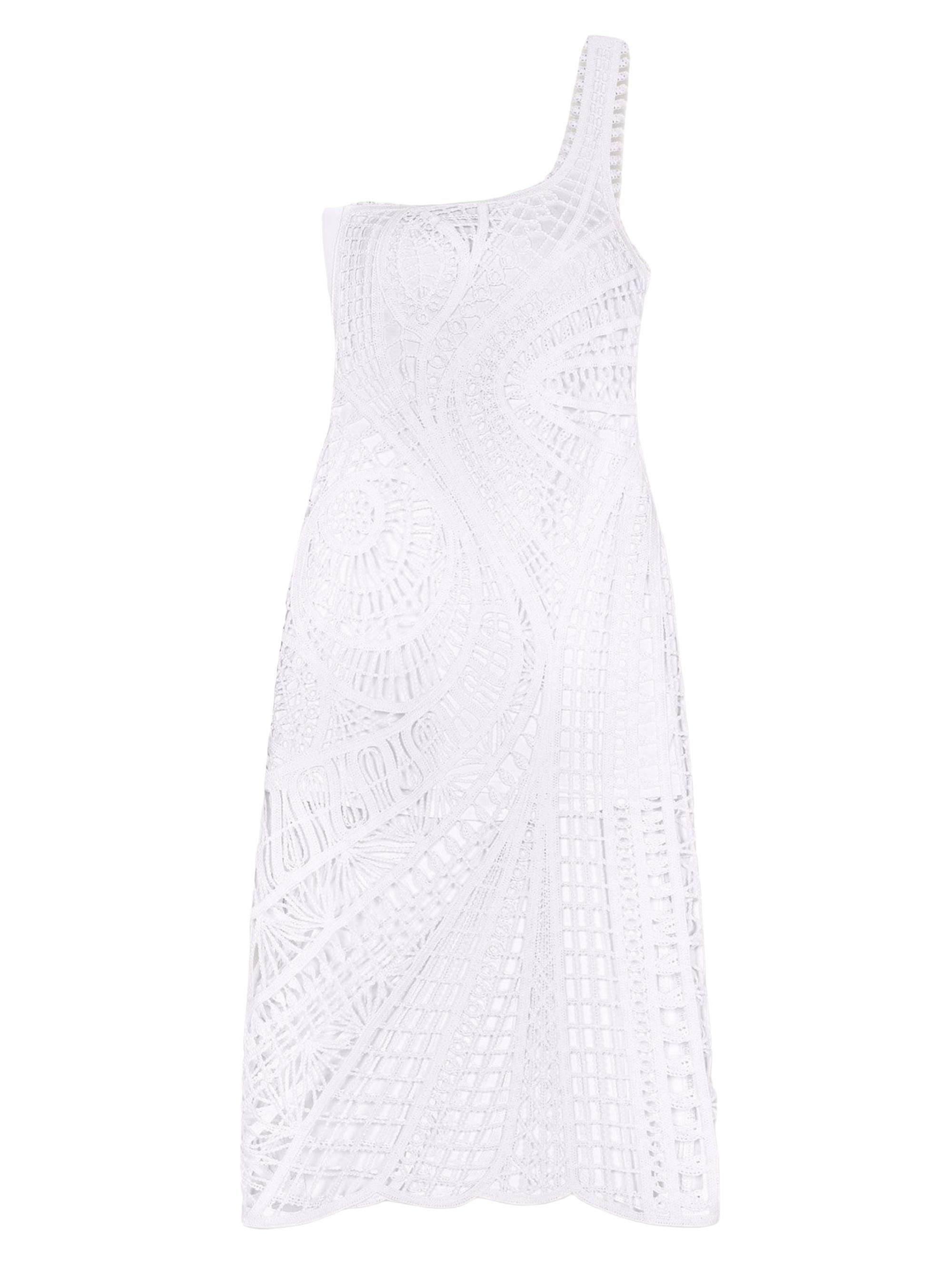 Maje Women's Asymmetrical Crochet Midi Dress - White
