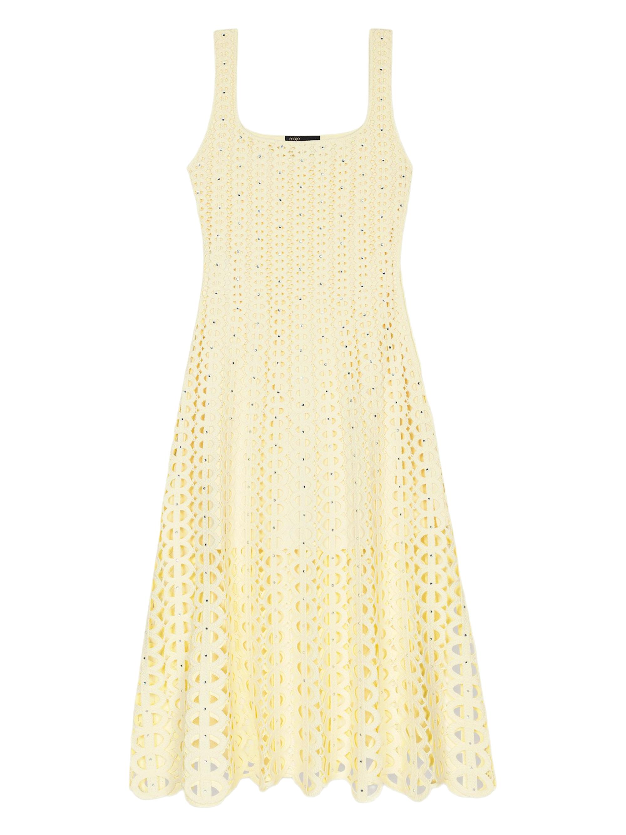 Maje Women's Rhinestone Crochet Maxi Dress - Yellow