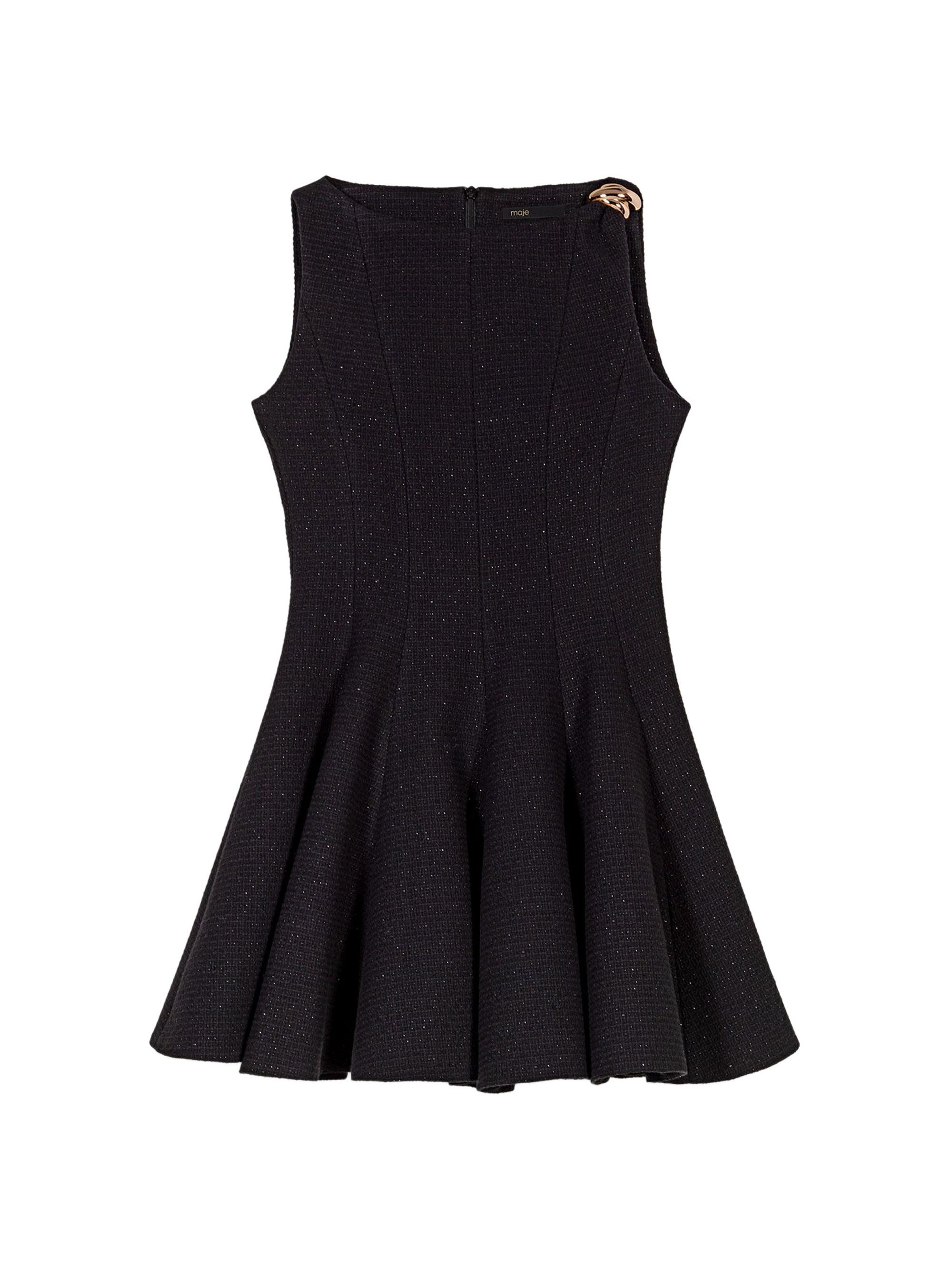 Maje Women's Mini Flared Tweed Dress - Black