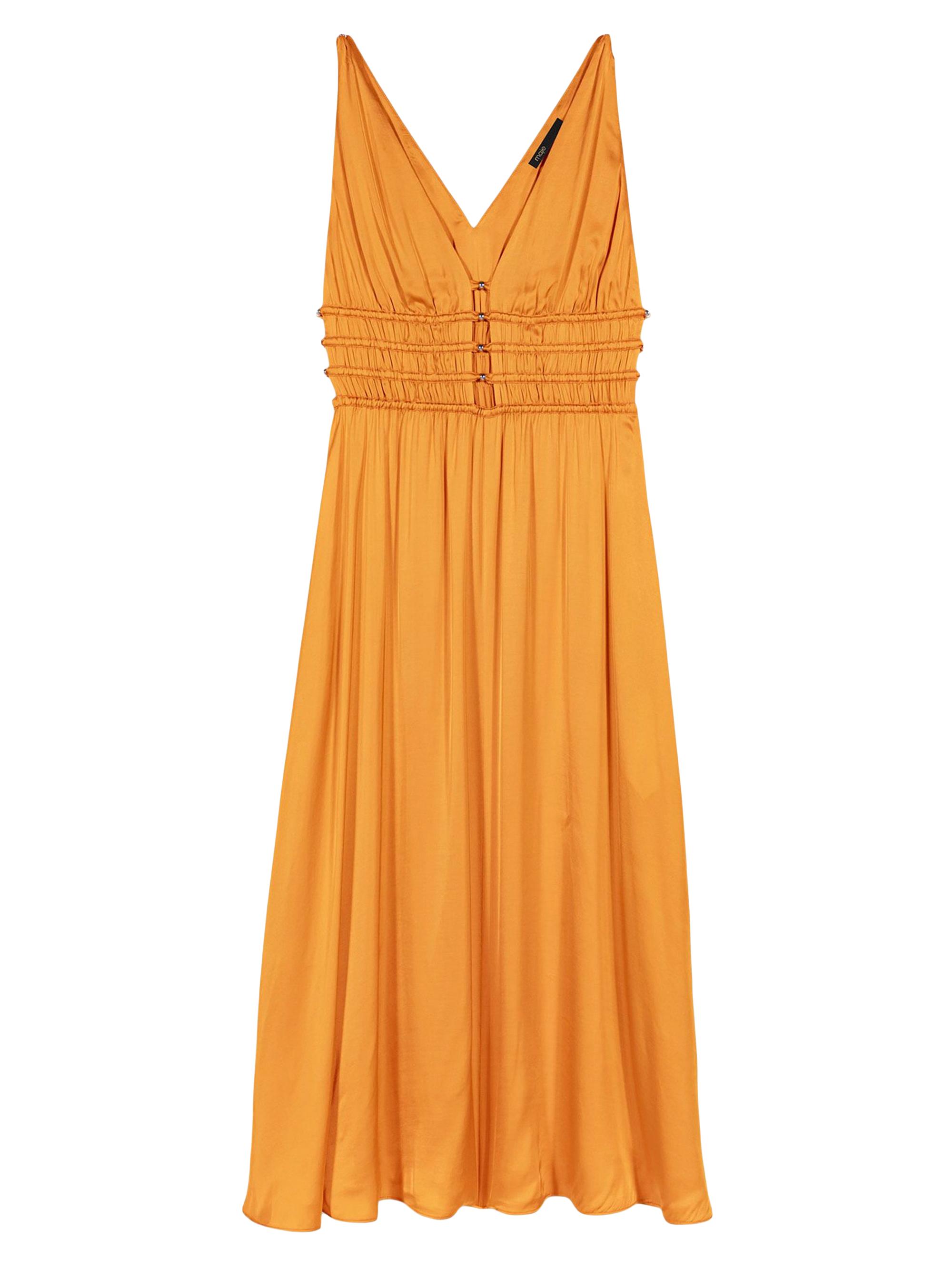 Maje Women's Satin-Look Midi Dress - Orange