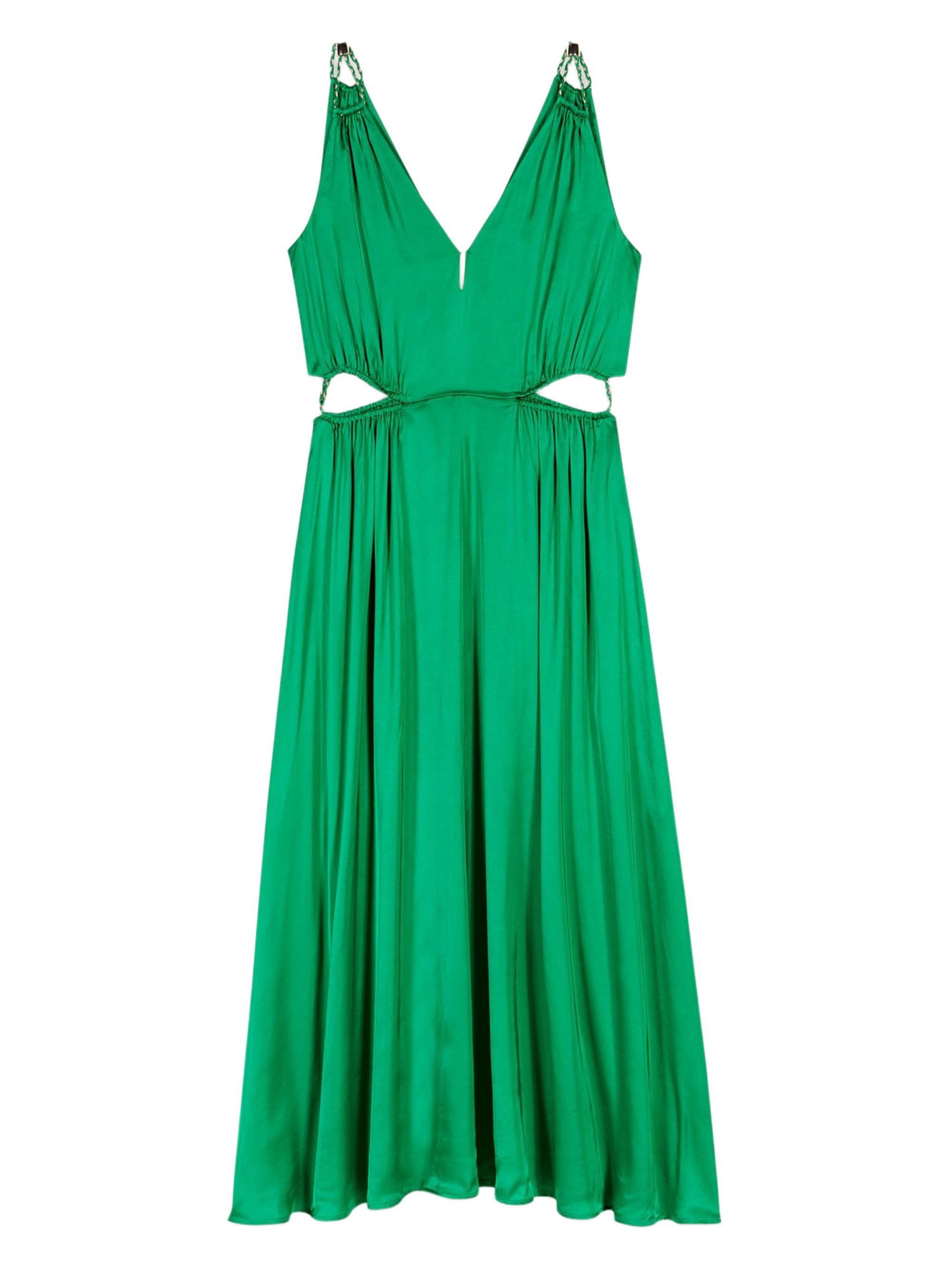 Maje Women's Satin Look Midi Dress - Green