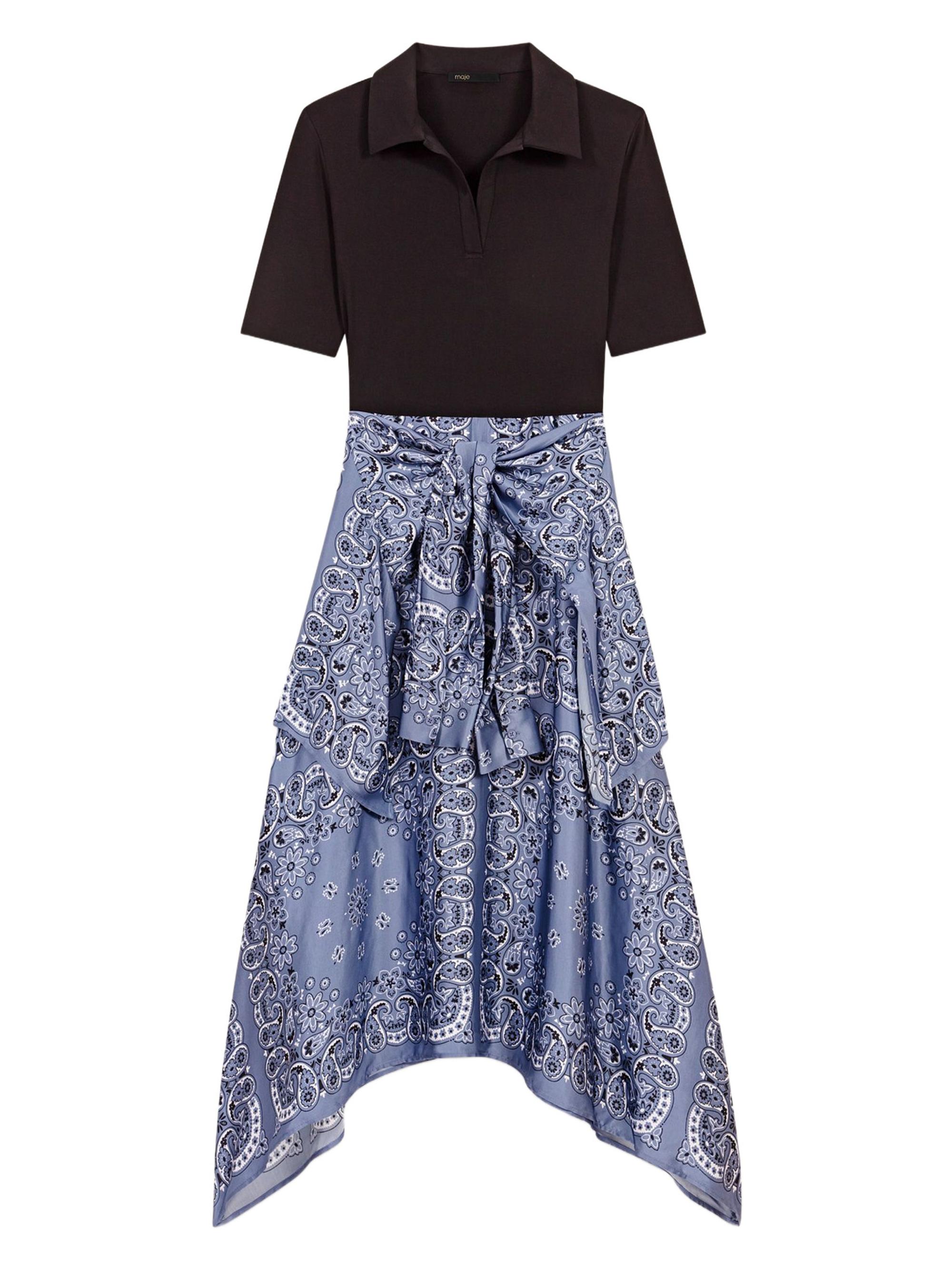 Maje Women's Layered-Effect Patterned Dress - Blue