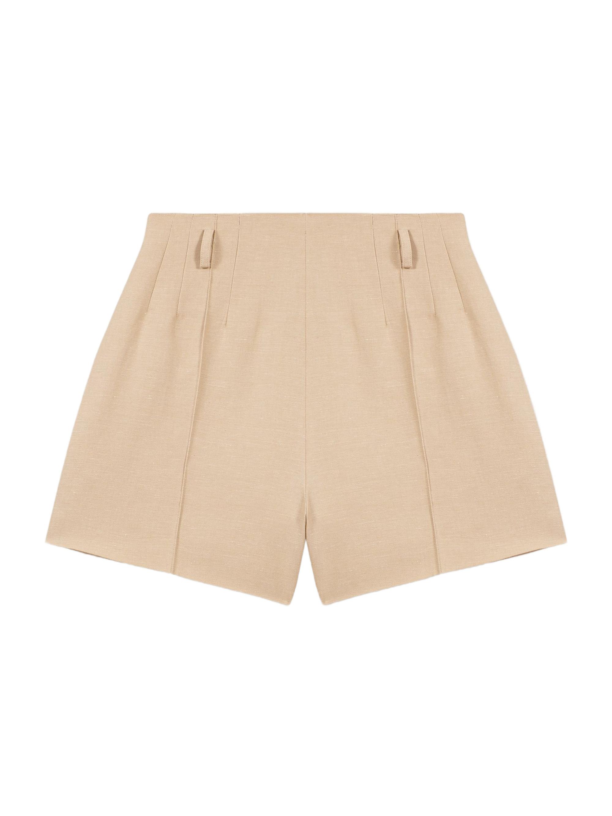 Maje Women's Linen and Cotton Shorts with Darts - Beige