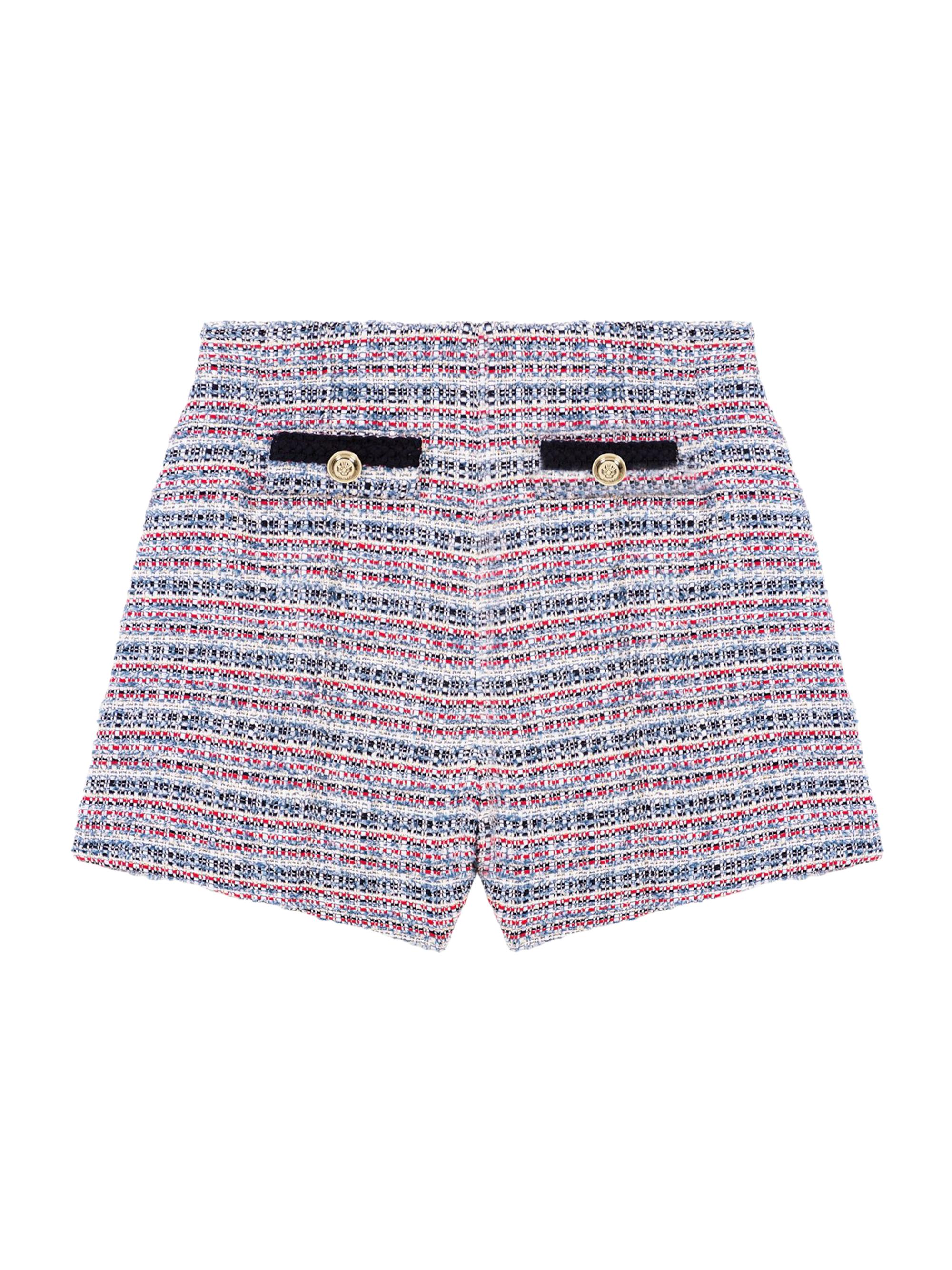 Maje Women's Tweed Shorts with Contrasting Trim - Blue Red