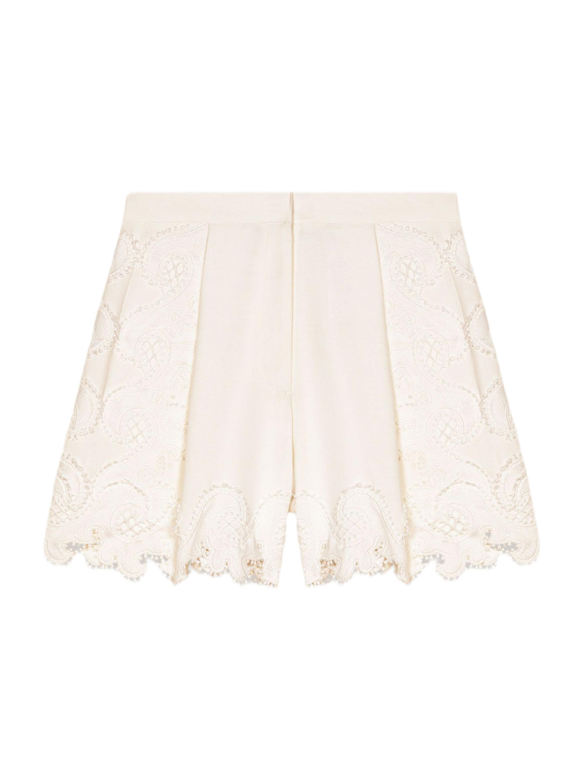 Maje Women's Embroidered Floral Shorts - Ecru