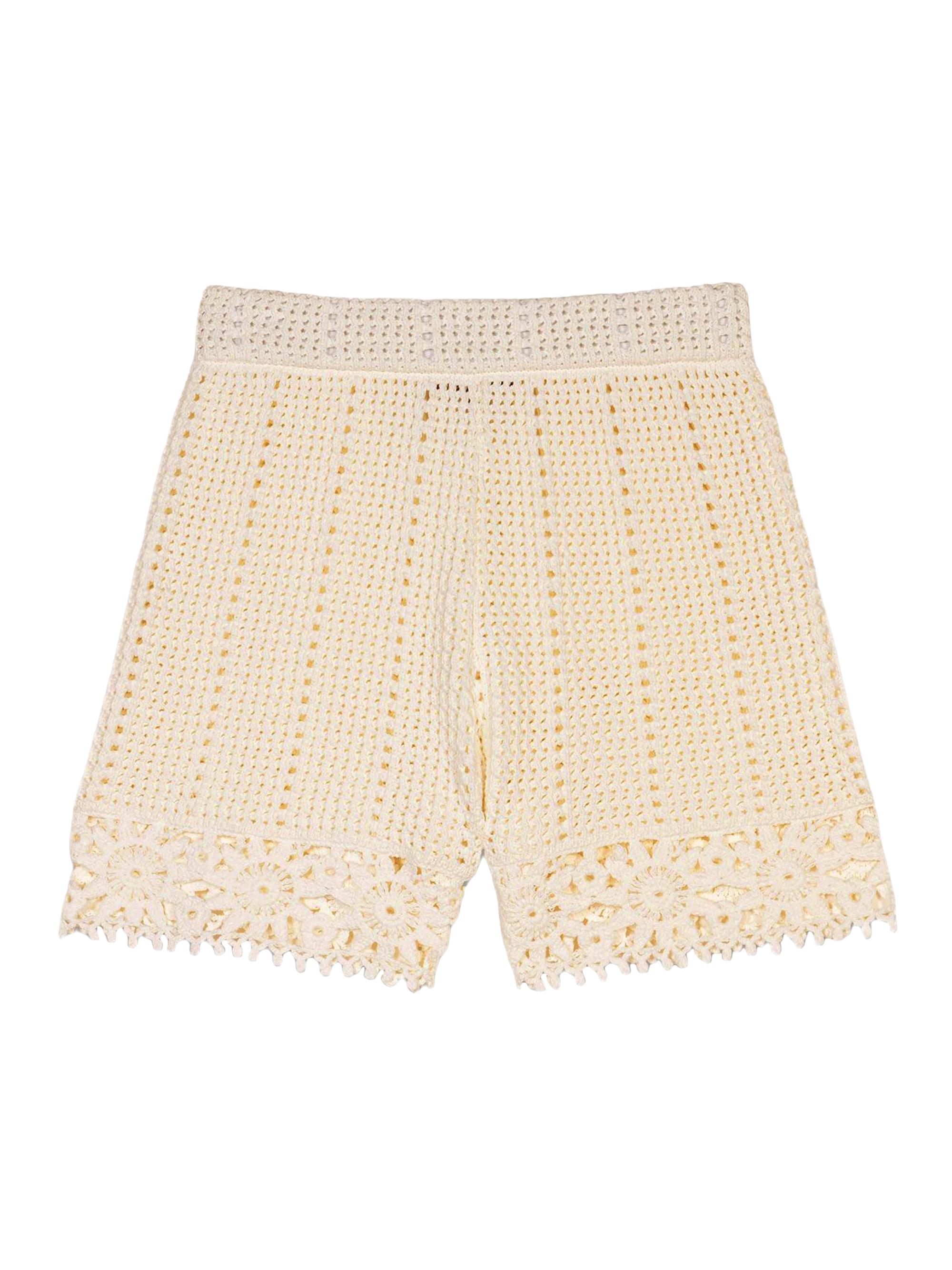 Maje Women's Crochet-Knit Shorts - Beige