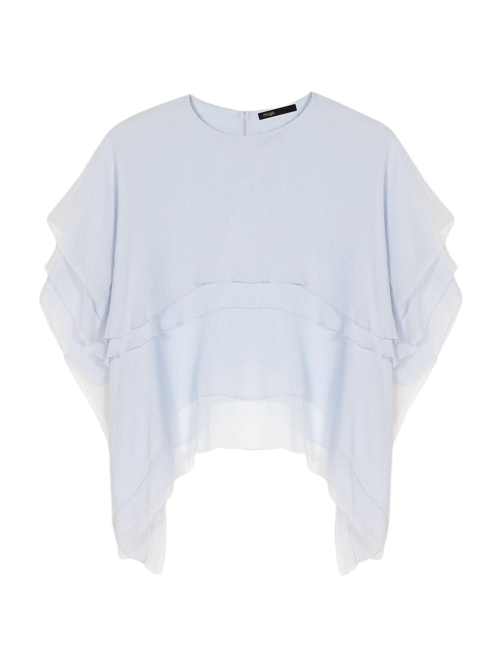 Maje Women's Ruffled Chiffon Top - Blue Sky
