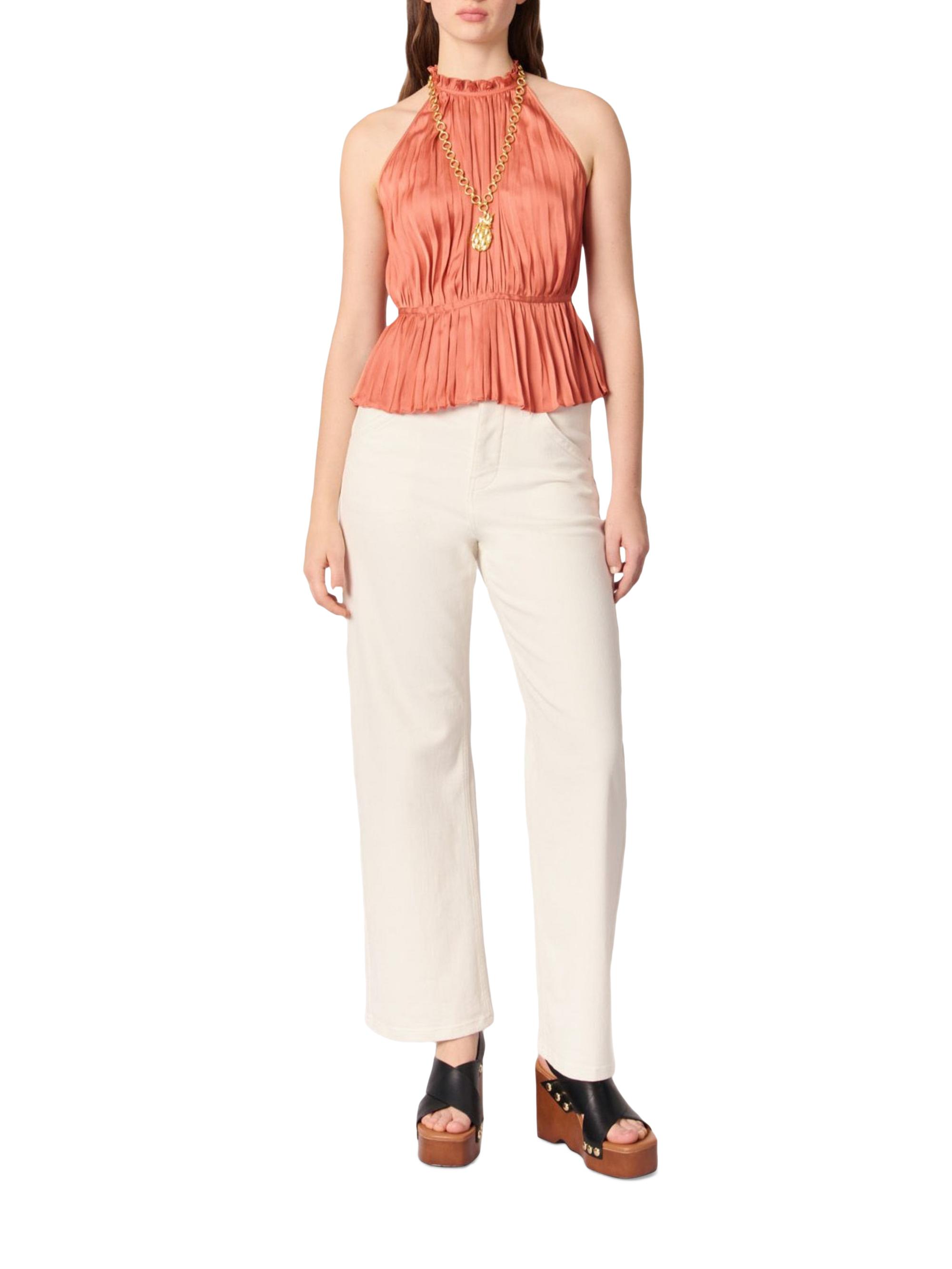 T-MAJE Maje Sleeveless Pleated Halter Top | Saks Fifth Avenue